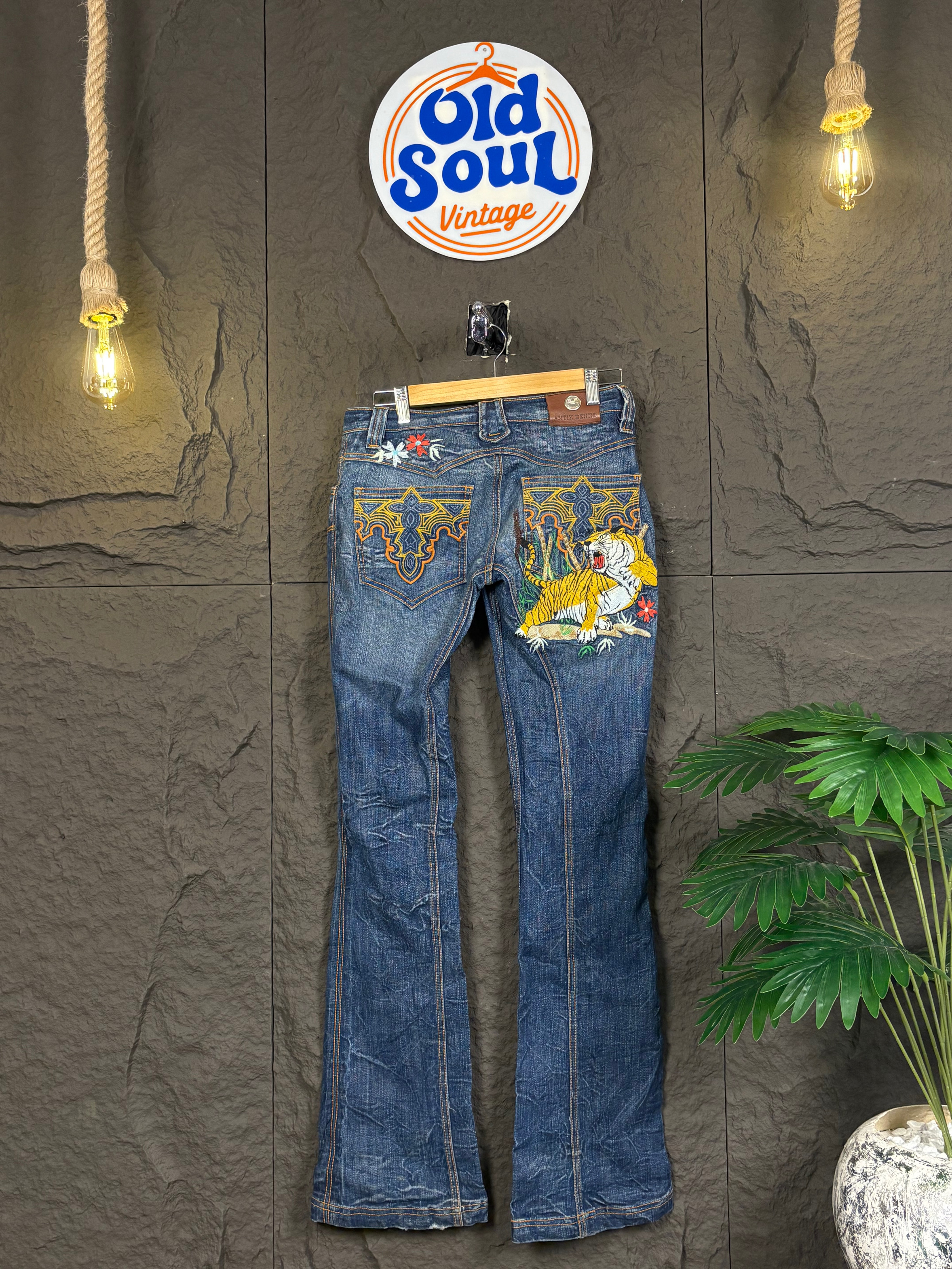 Y2K Flare Embroidered & Embellished Jeans | OSV-59