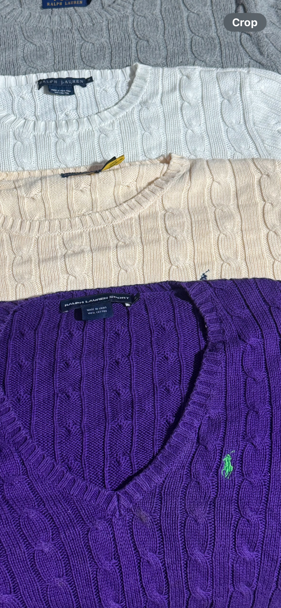 Ralph Lauren cable knit sweaters