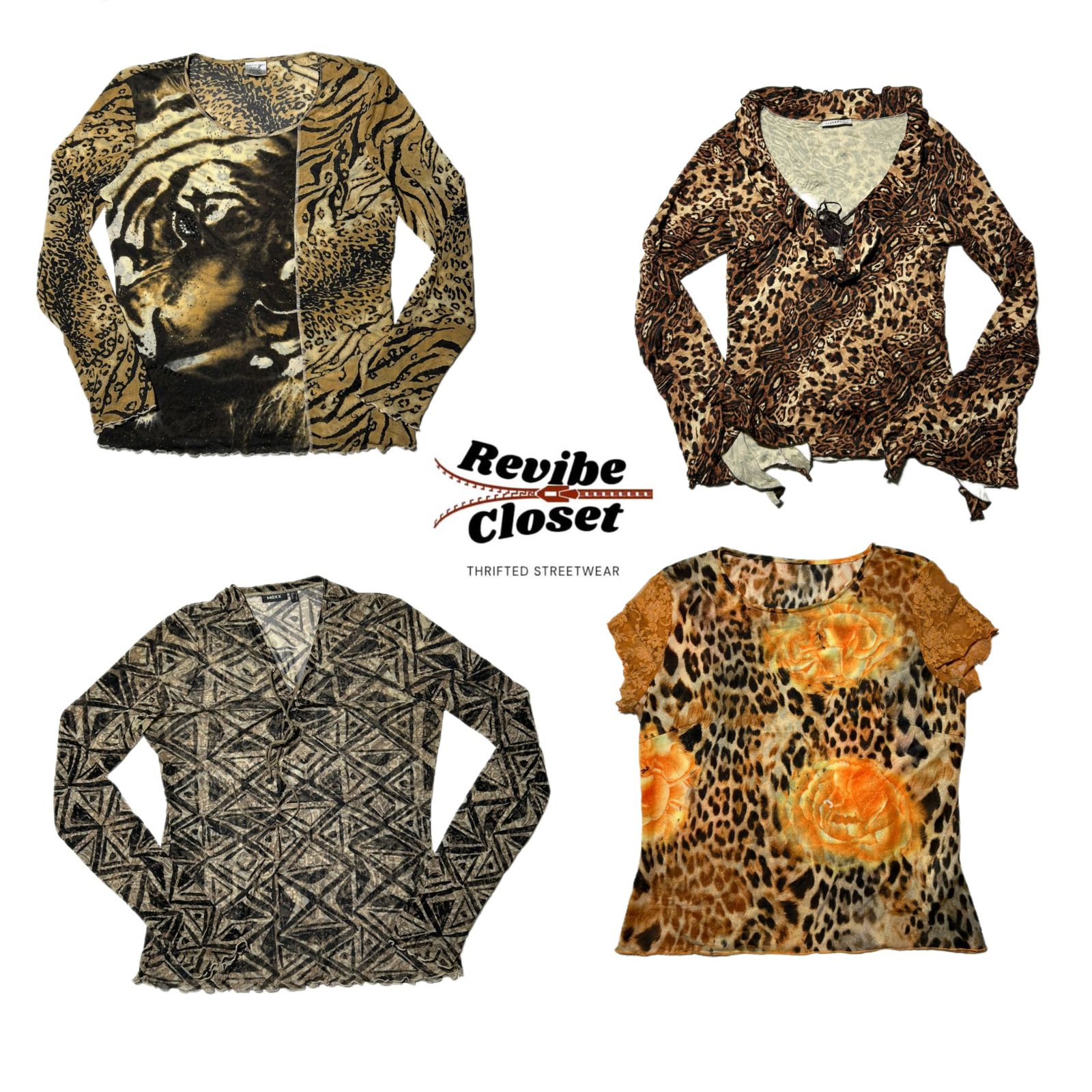Y2K Animal Vibe Printed Mesh Tops RC-012