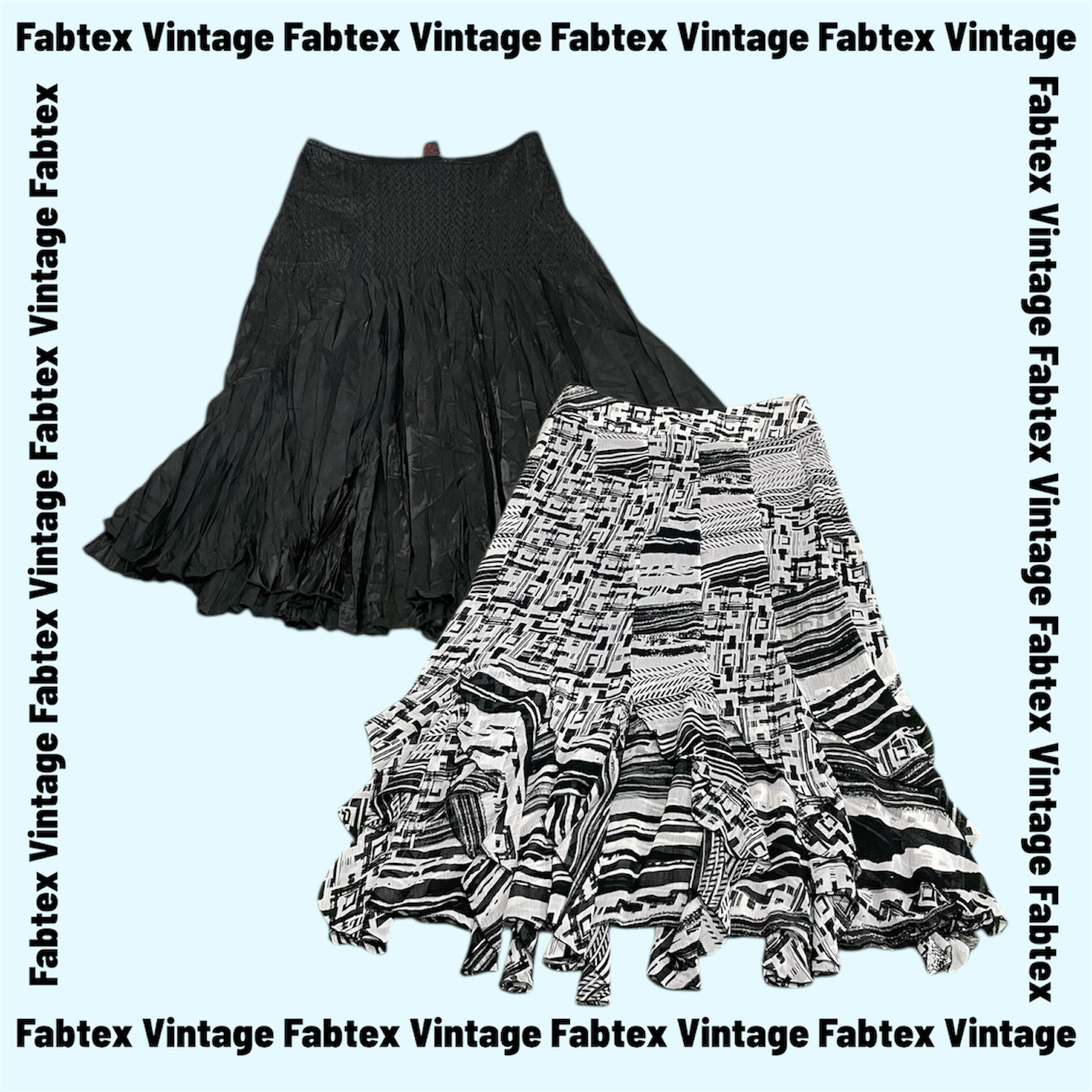 (FV-885) Y2K Schwarze & Weiße Ästhetik Feen Maxiröcke