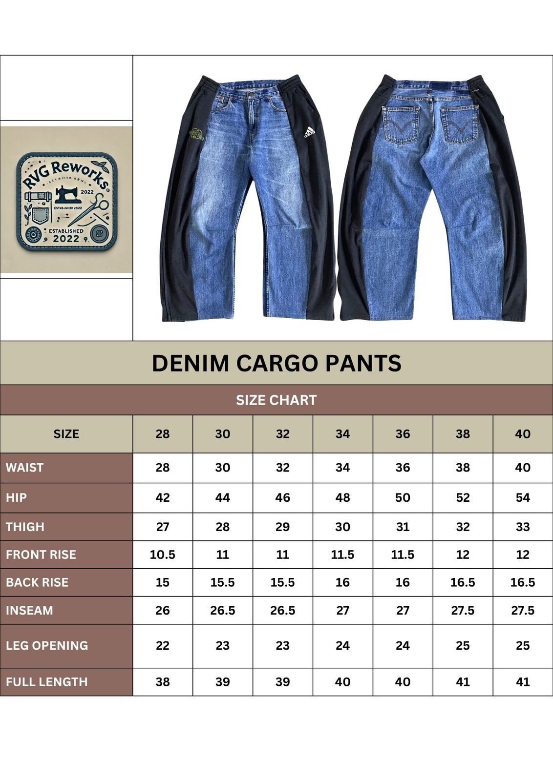 Pantalon cargo en denim et Adidas recyclé
