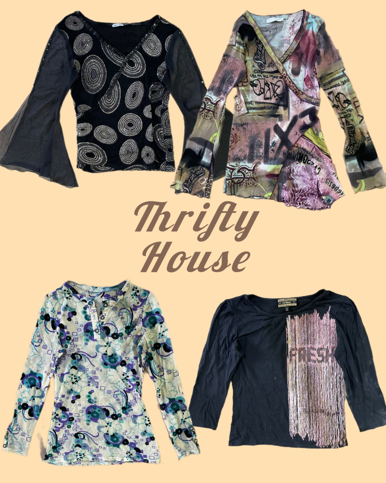 Neo Y2k Mixed Print Blouses(TH/121)