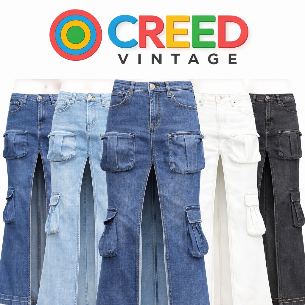 CR1129 Jupe en denim recyclé à poches utilitaires