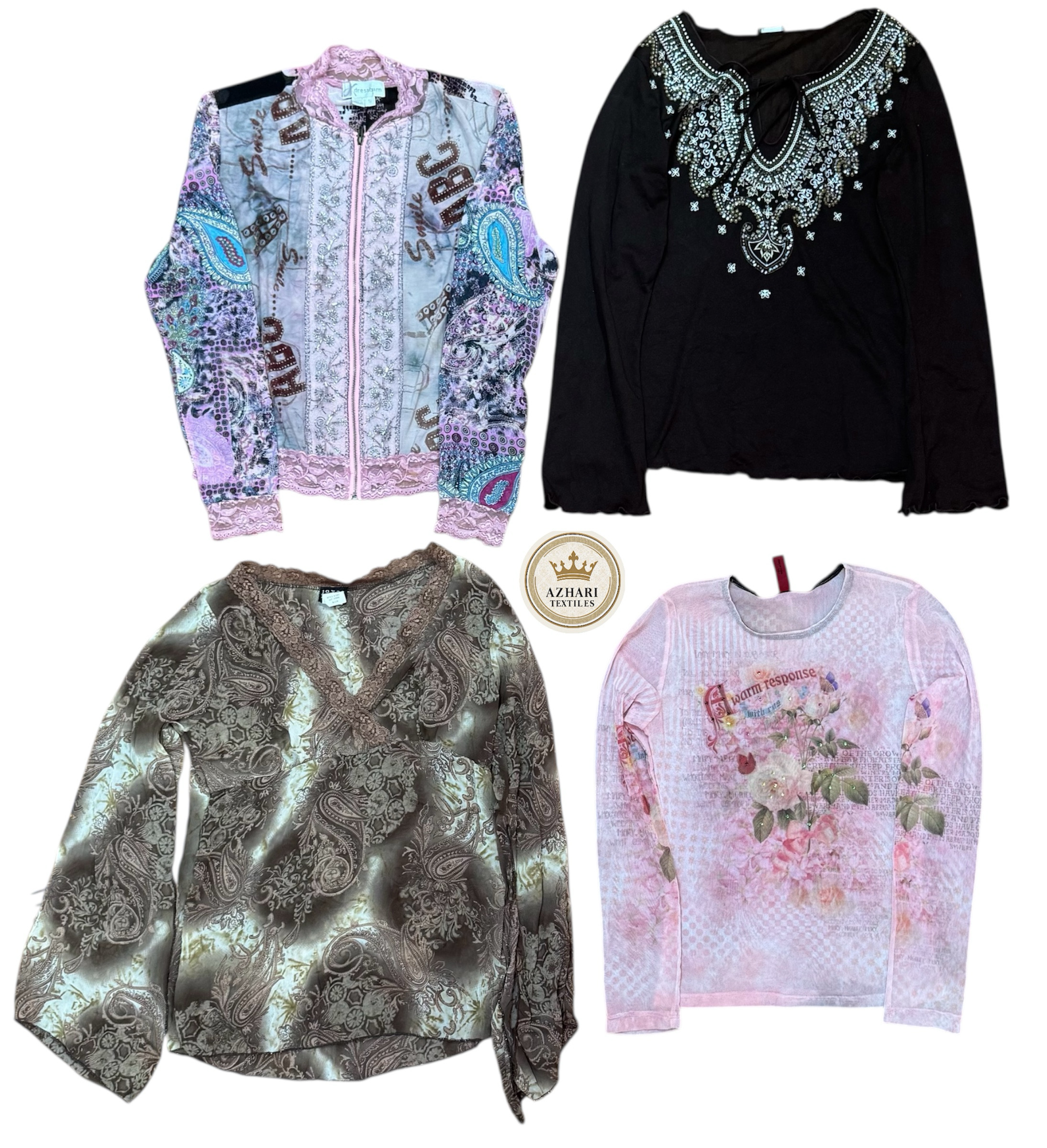 Tops en mesh à manches longues Y2K à 343