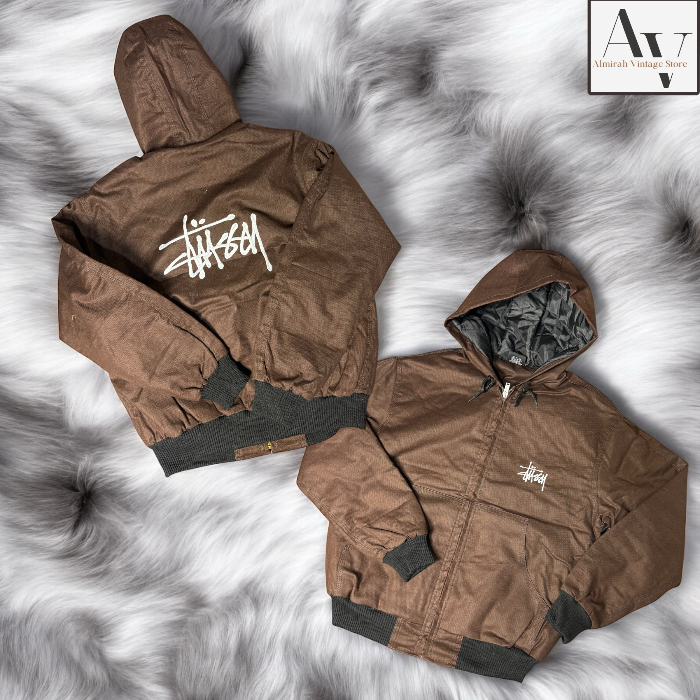 Stussy rework style embroidery hooded jacket