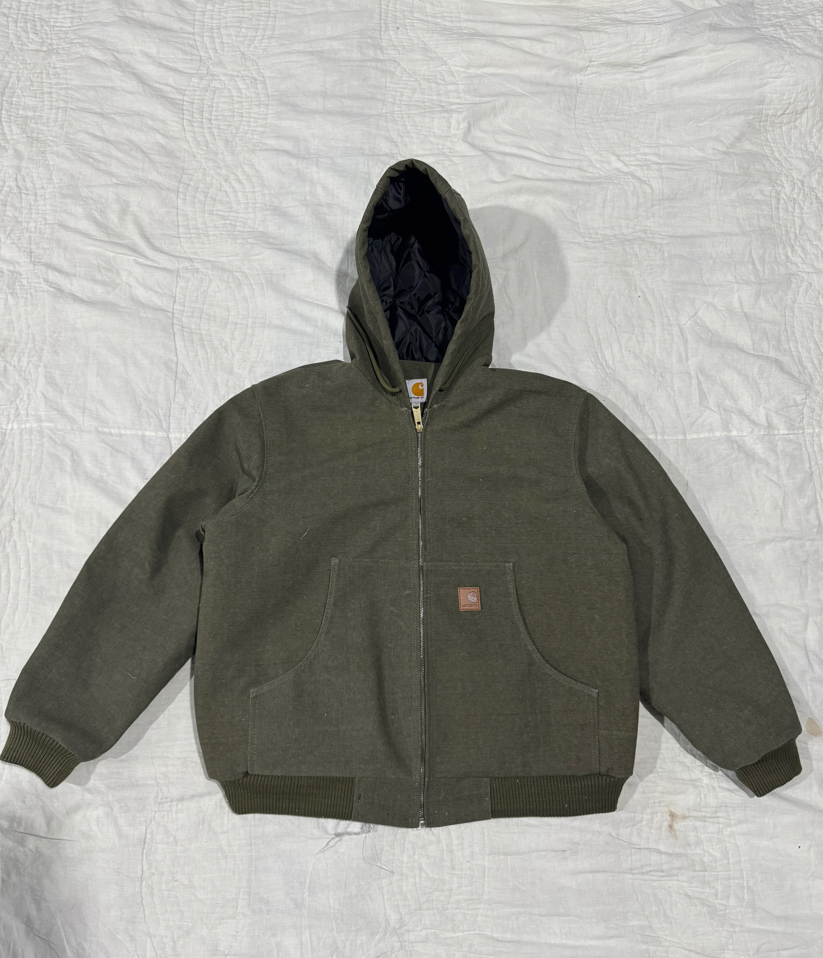 rework style khaki green workwear carhartt jacket