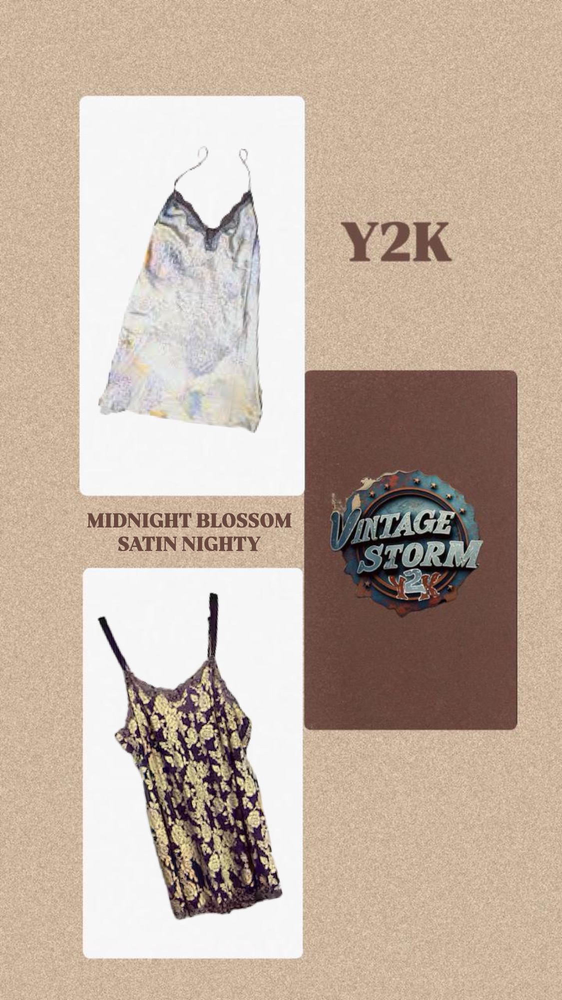 Y2K Midnight Blossom Satin Nigty