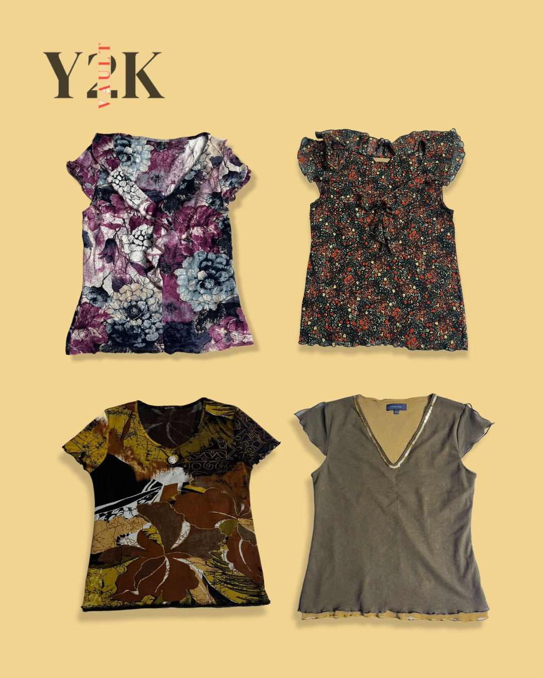 Y2K Romantic Floral Tops (Yv-585)