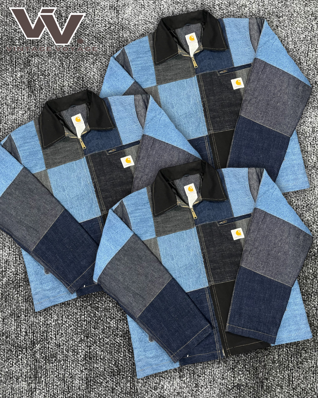 Carhartt reworked style denim patchwork Detroit jackets #19126