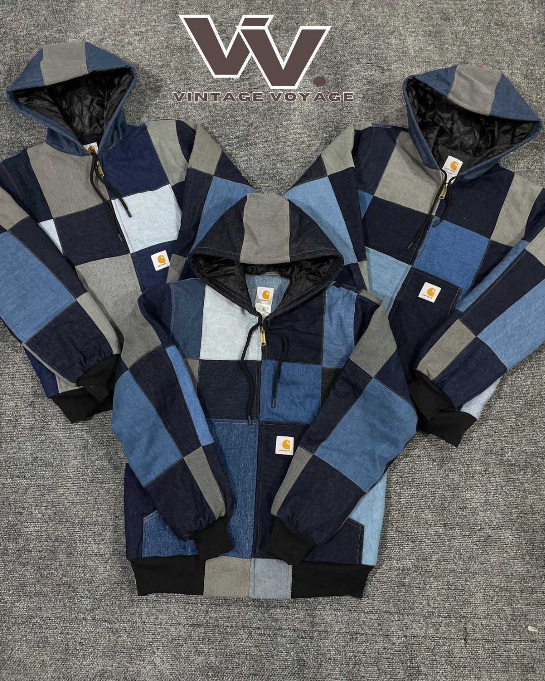 Carhartt reworked style denim patchwork active jacket #19126