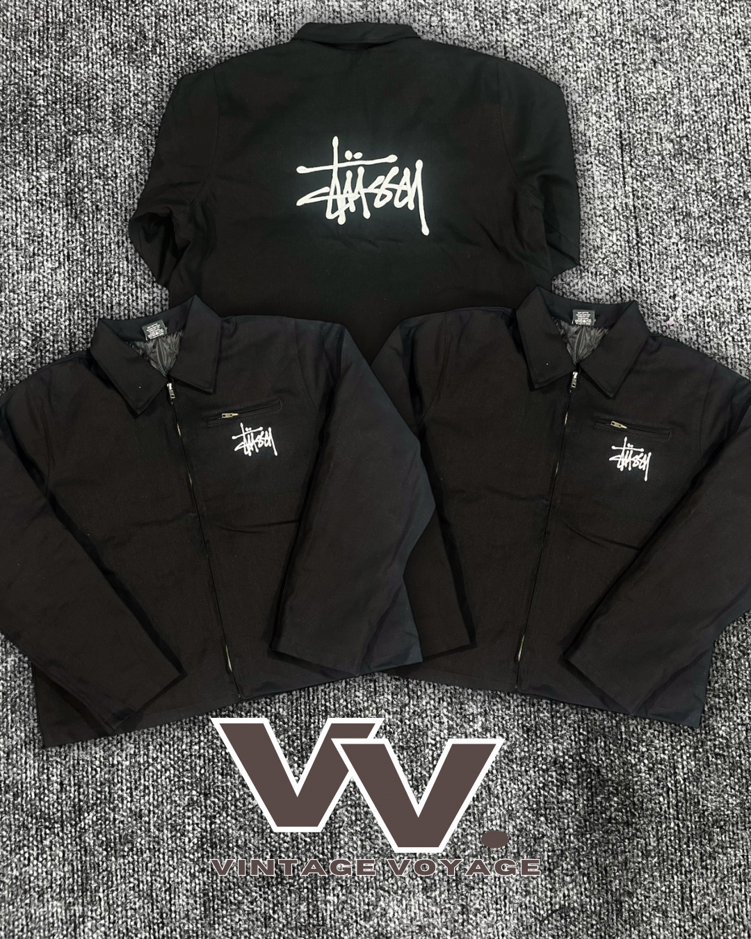 Stussy reworked style black Detroit jackets #19126