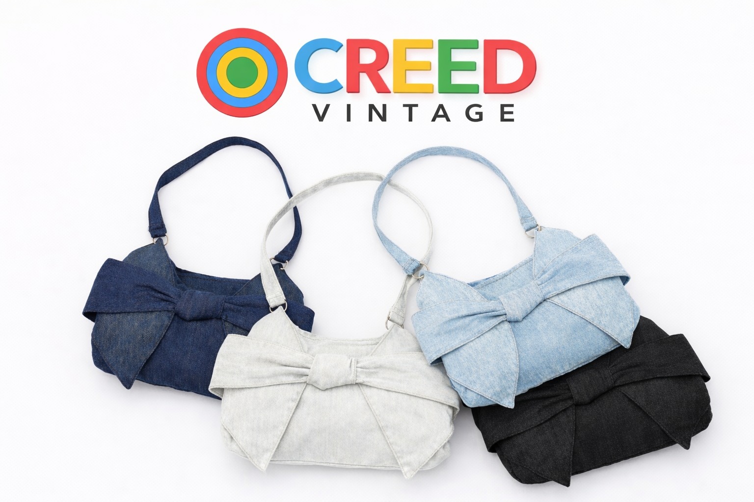 CR1131 Upcycled Denim Bow Shoulder Bag