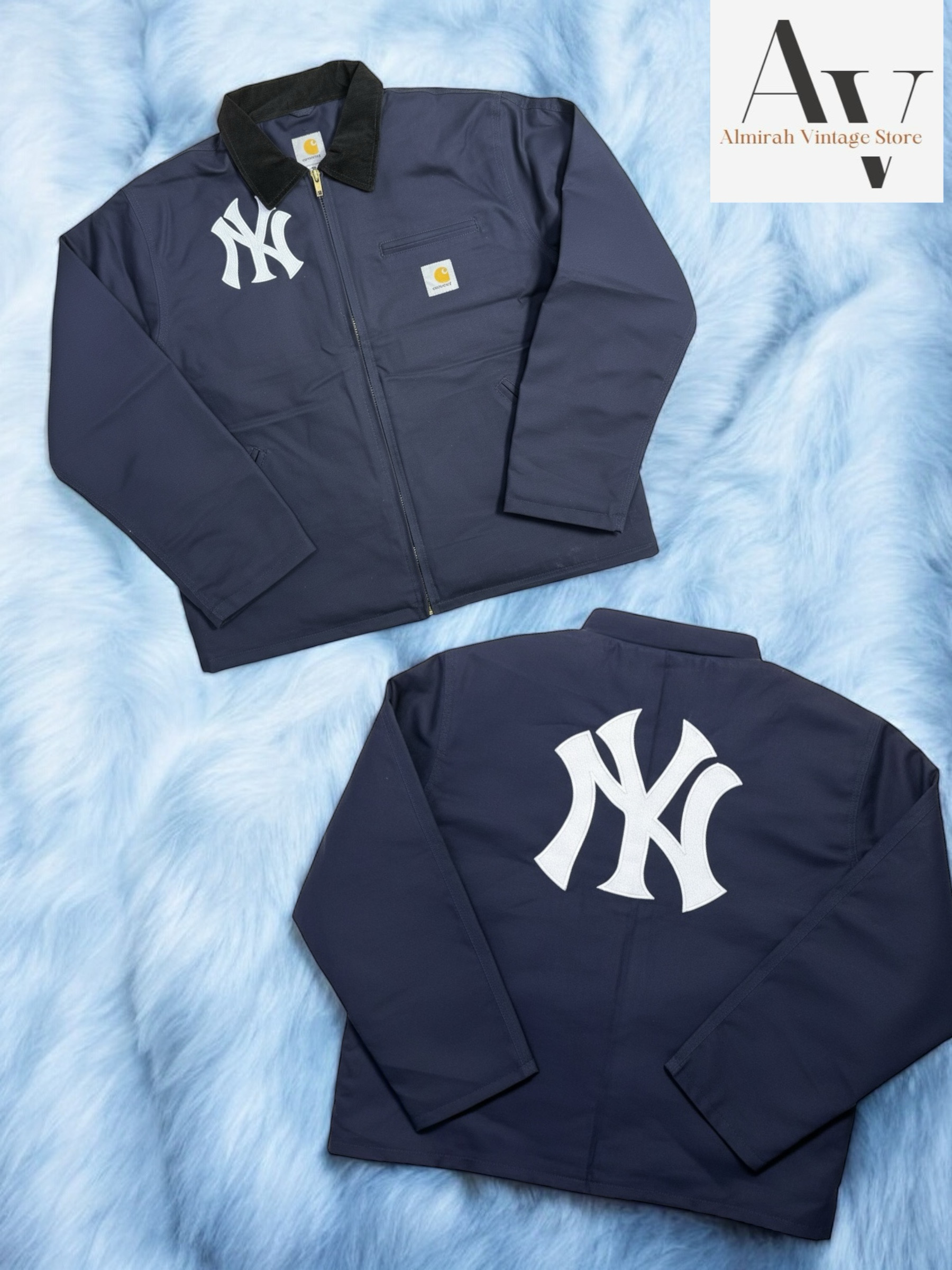 Carhartt rework style yankees embroidery blue jacket