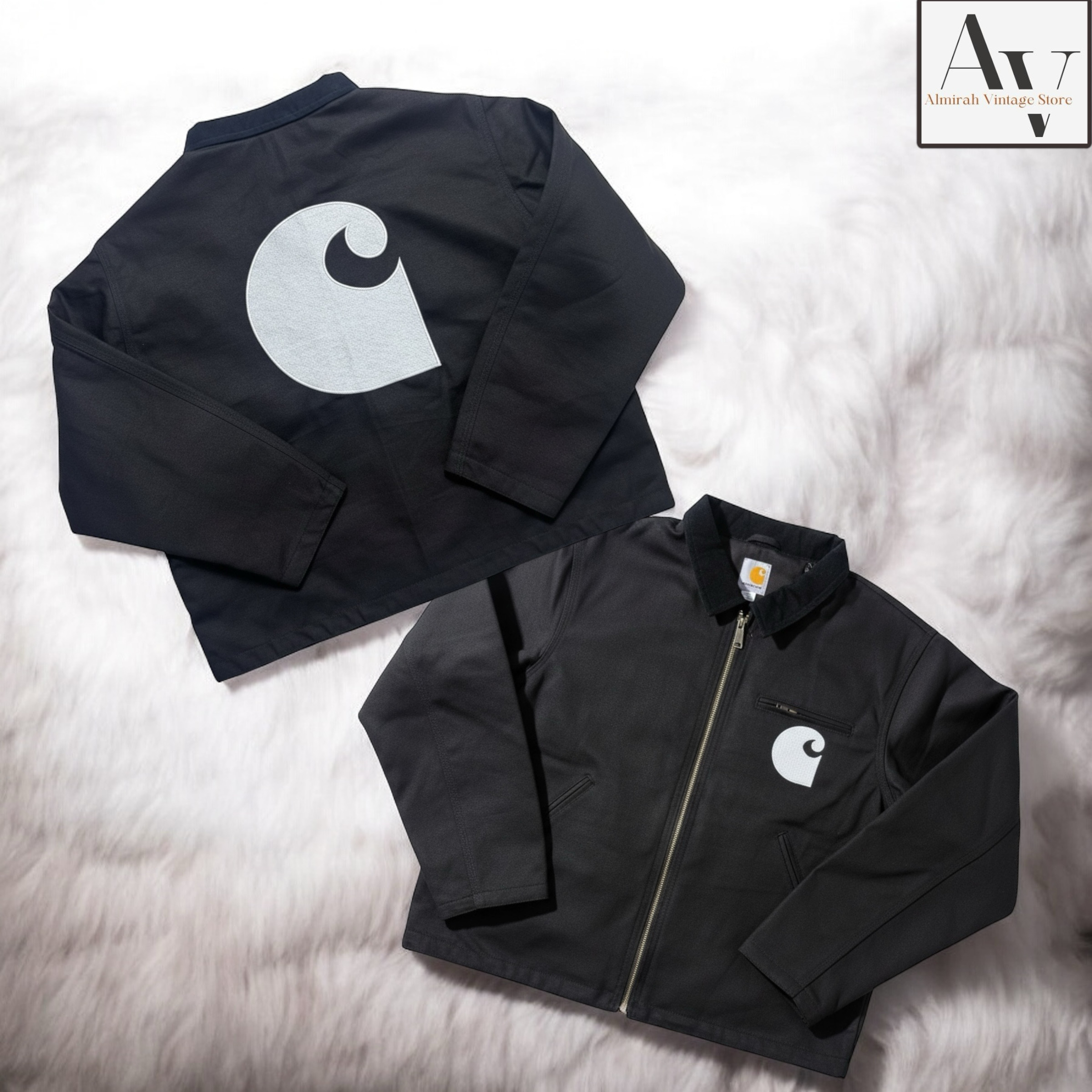 Carhartt rework style embroidery black detroit jacket