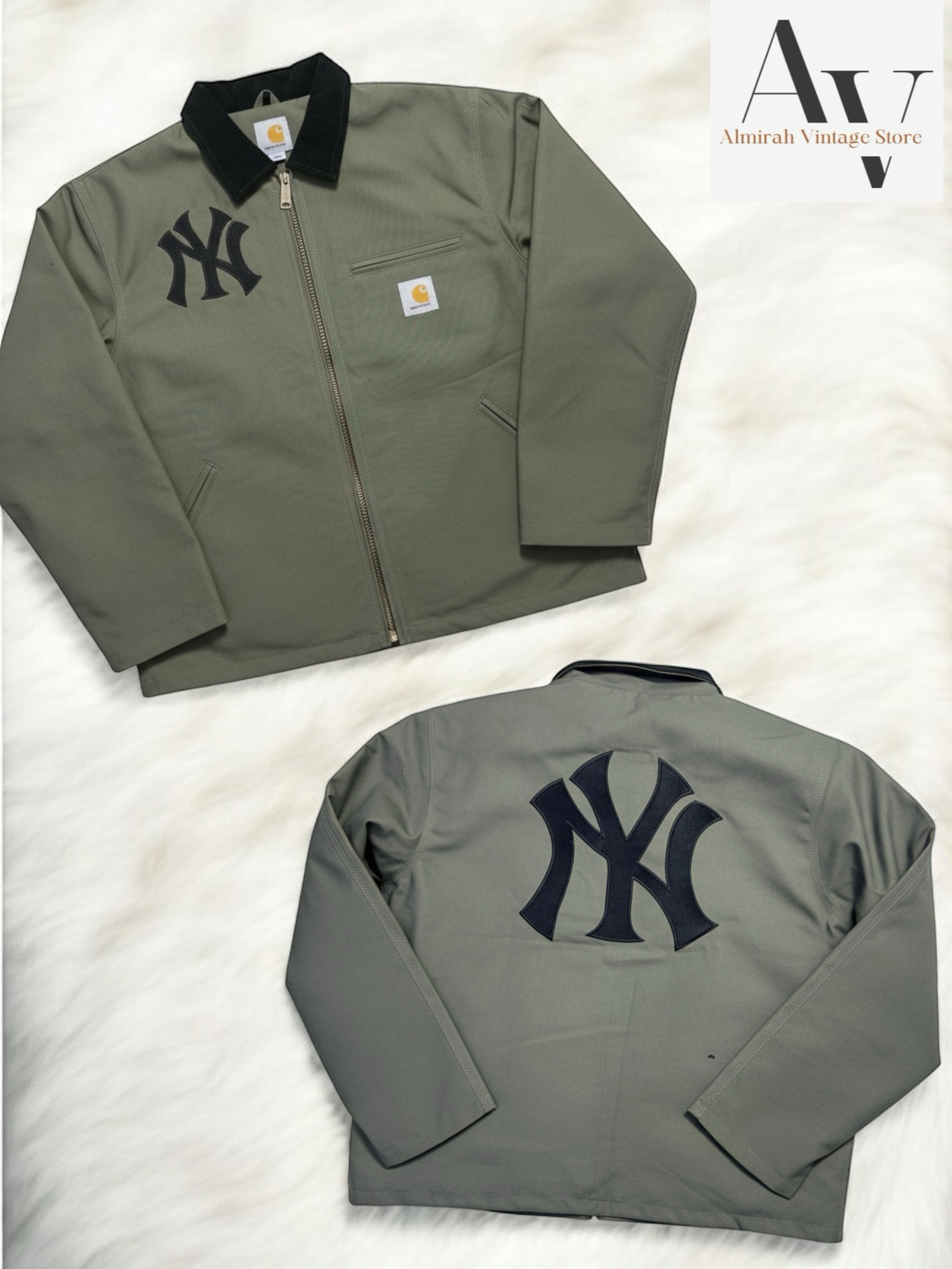 Vestes yankees vert olive style Carhartt rework