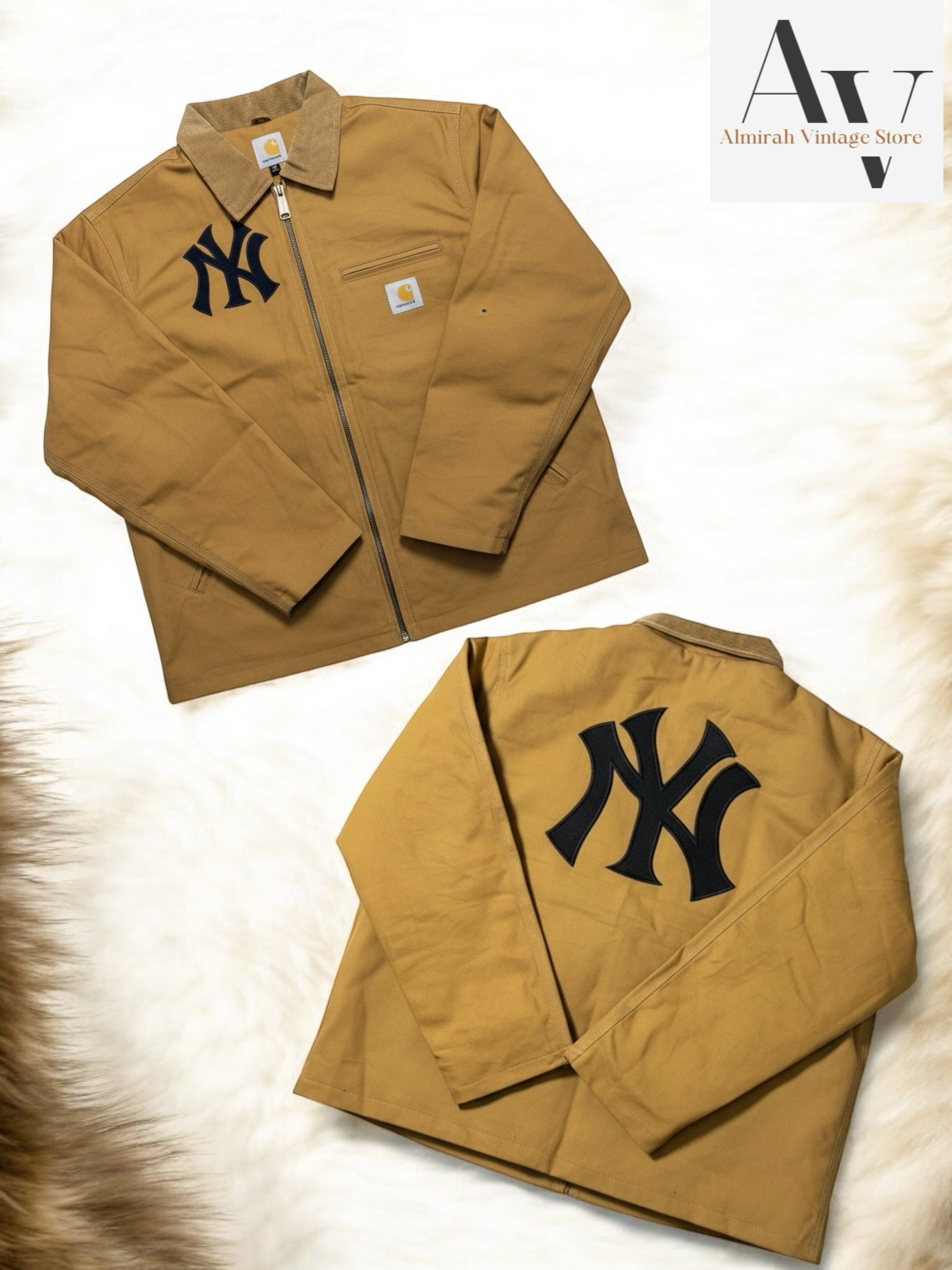 Veste detriot beige brodée au style rework Carhartt