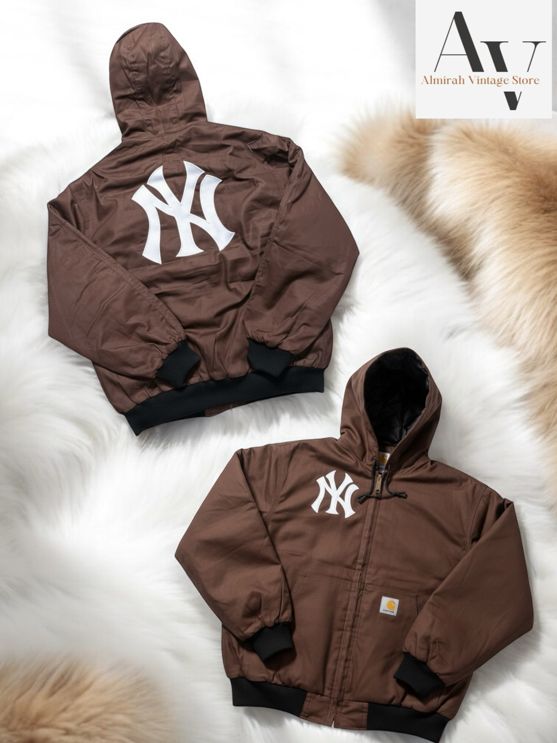 Veste à capuche marron NY style rework Carhartt