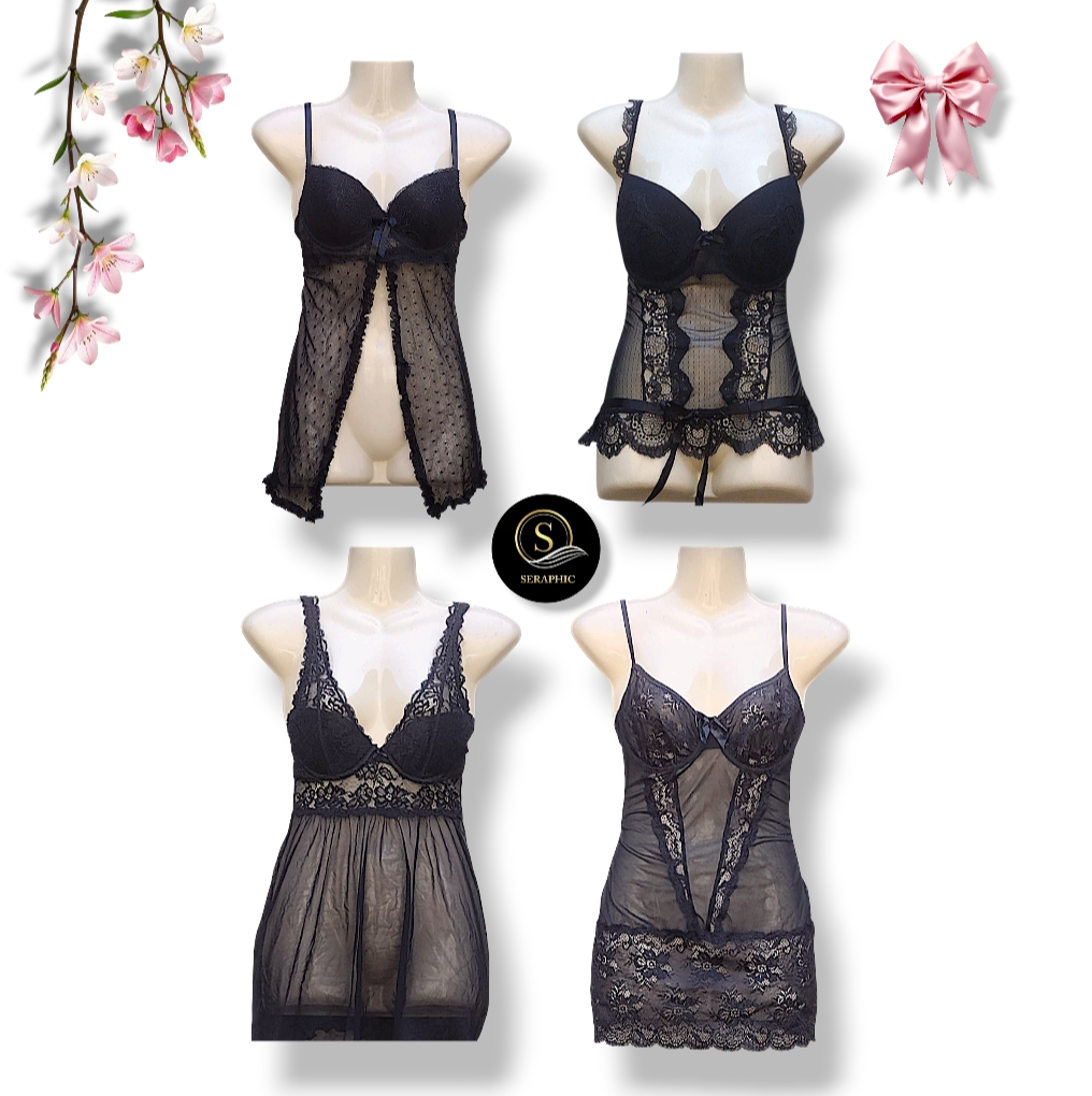 Y2K Black Rave Baby Doll Tops