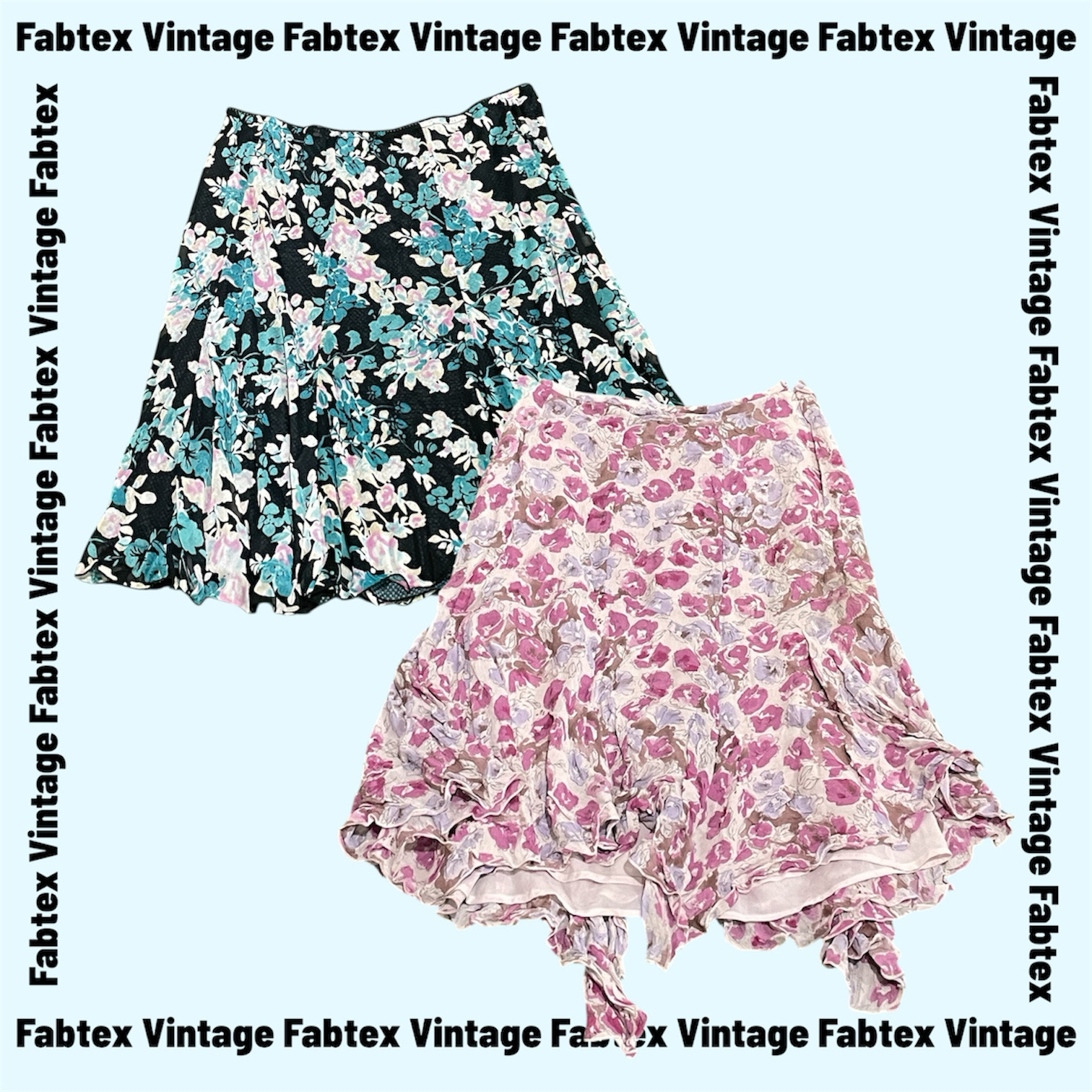 (FV-884) Vintage Floral Flow Skirt Bundle | Soft S..