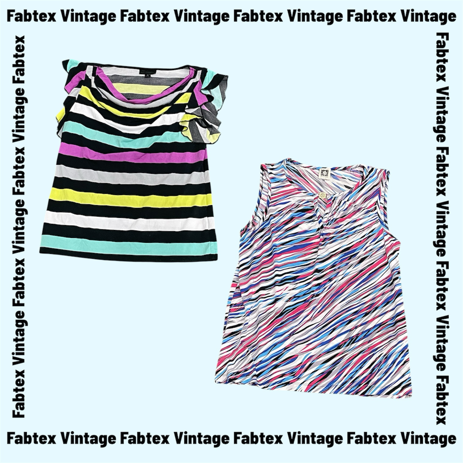 (FV-878) Ensemble de tops Y2K Color Pop | Rayures rétro & Imprimés abstraits | Alerte tendance