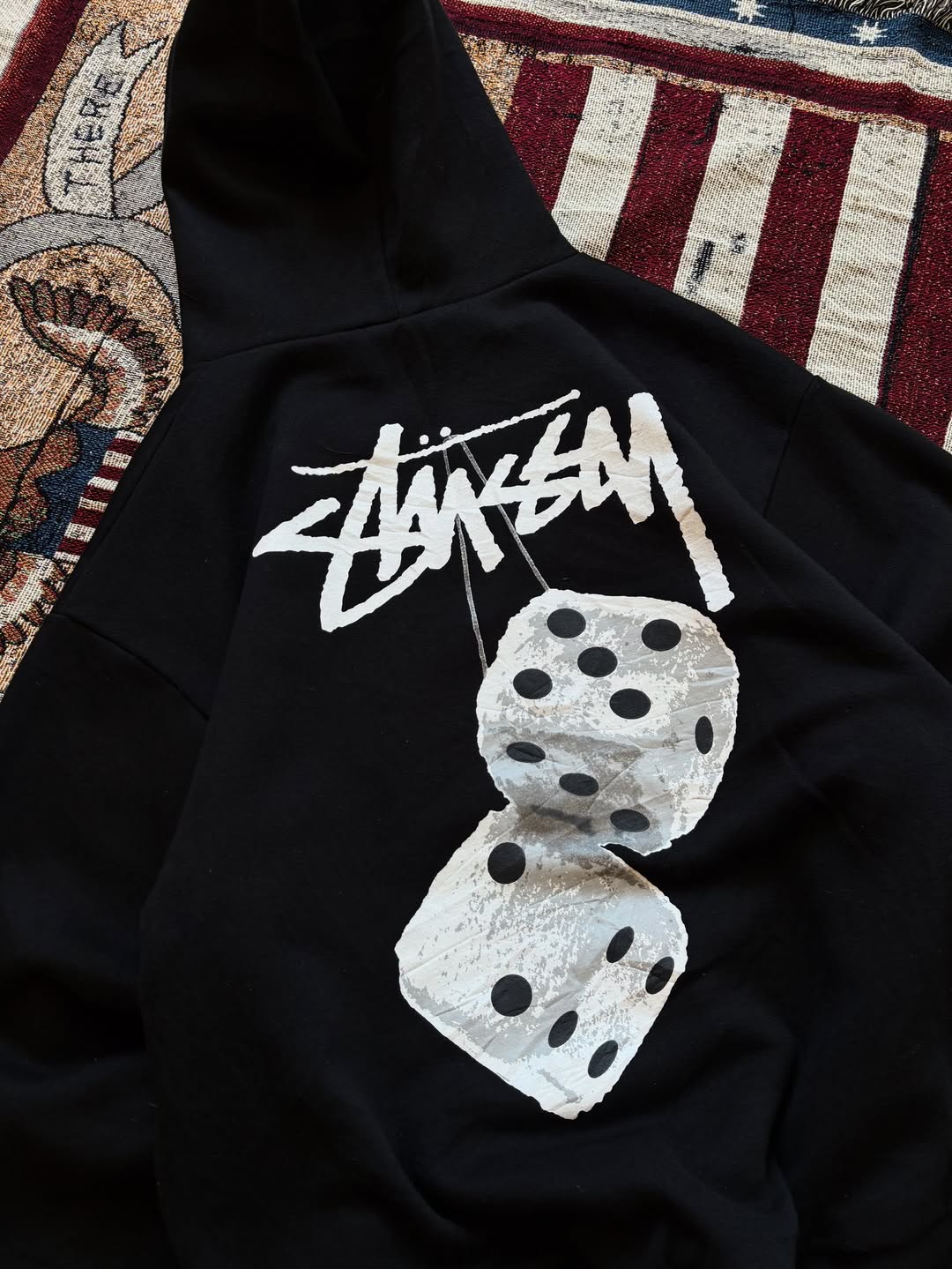 Stussy rework style dice pullover hoodie