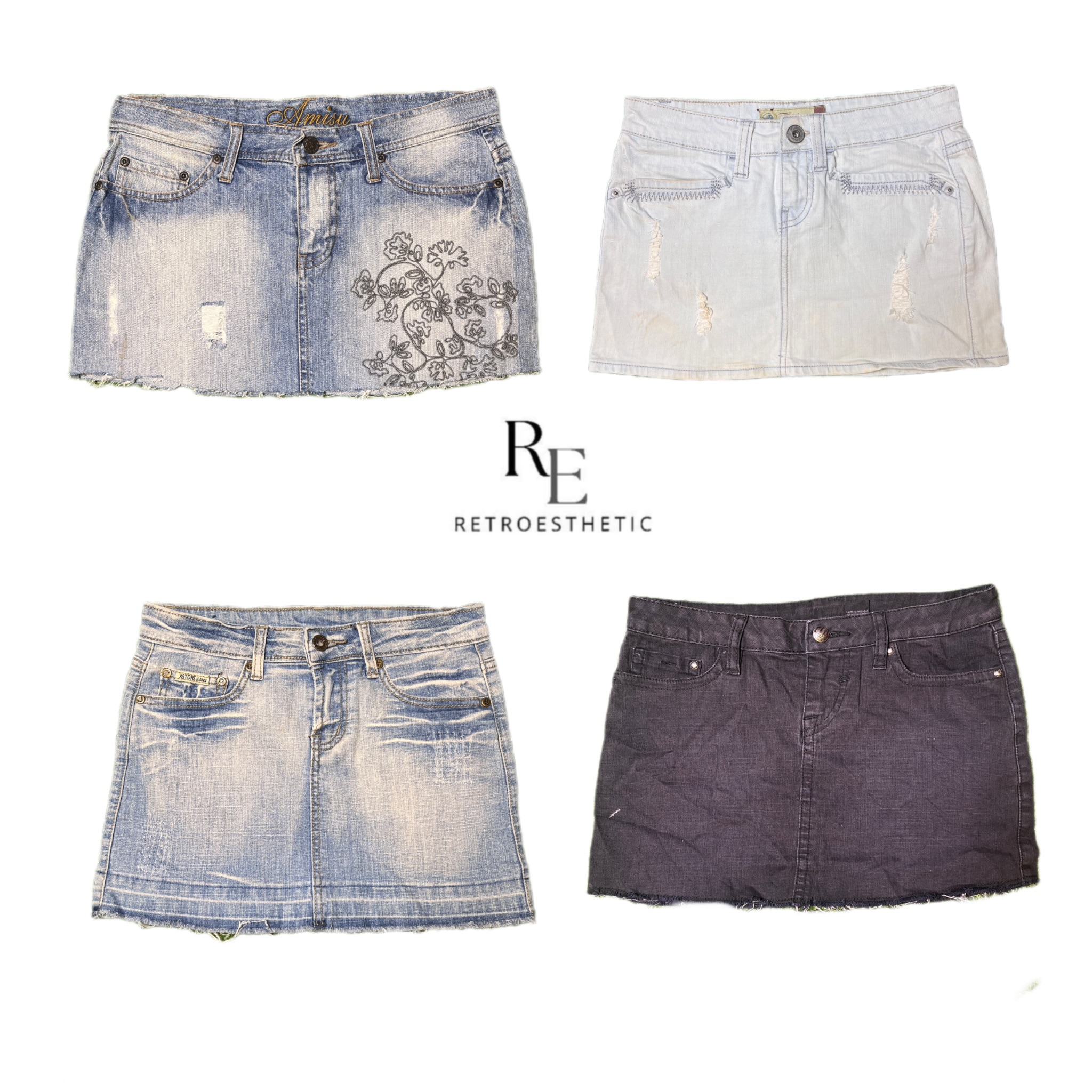 Y2K Edgy Girk Denim Mini Skirts RE-2738