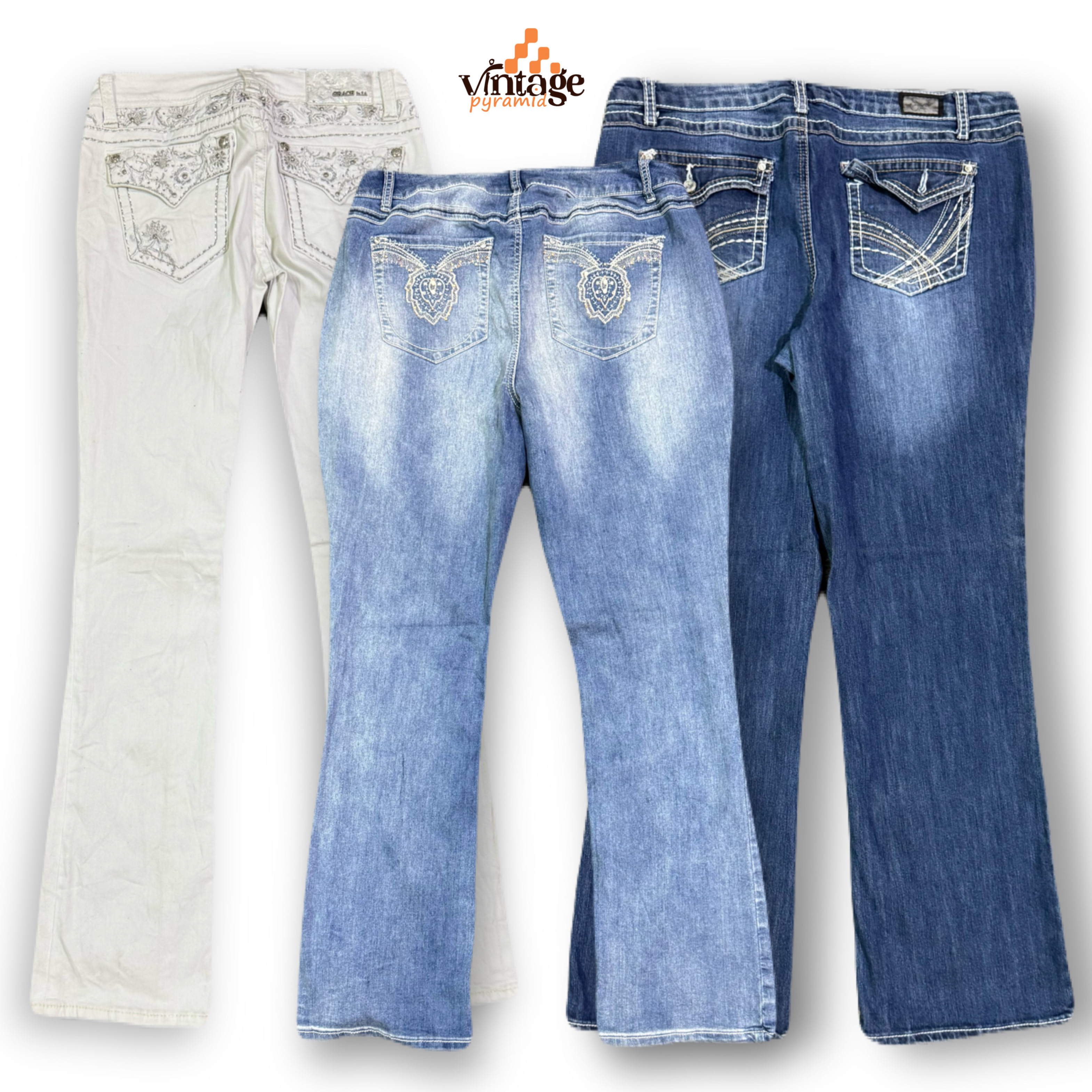 VPX1078 Y2K Flared,Bootcut Embellished Jeans