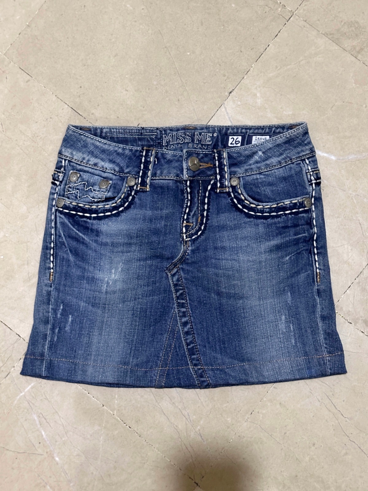 Gonna A-Line in denim upcycled con logo (Y2K Denim..