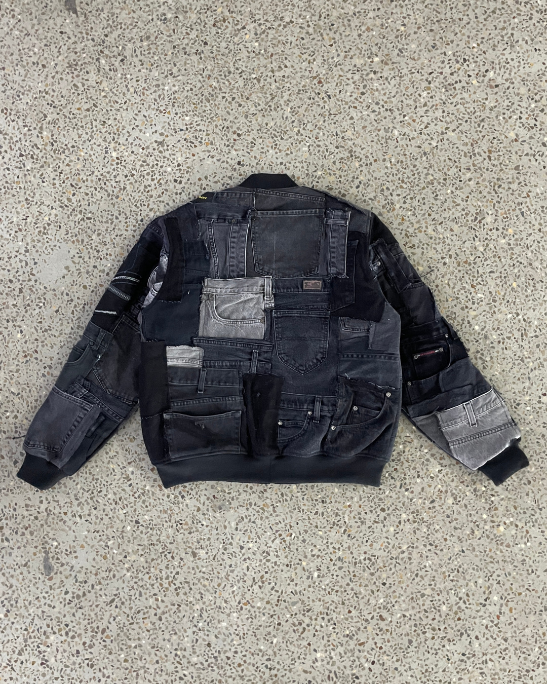 Upcycled Zero-Waste Denim Bomber Jacket