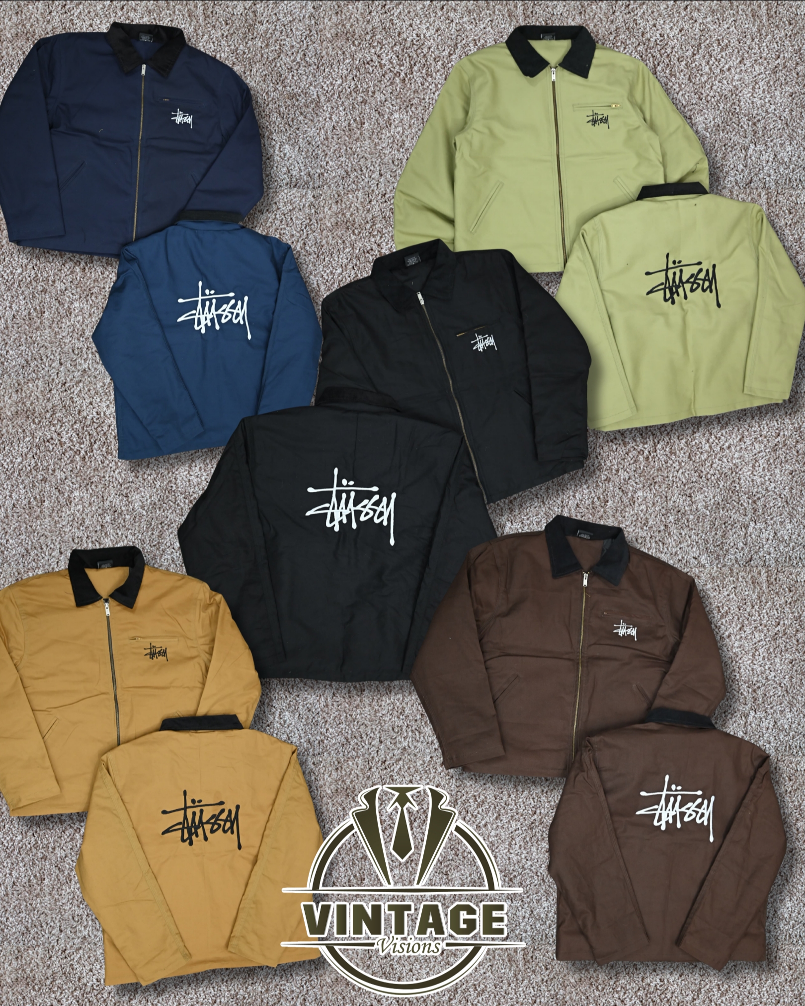 Stussy Detroit Rework Style Jackets, Stussy Embroidery (front & back)