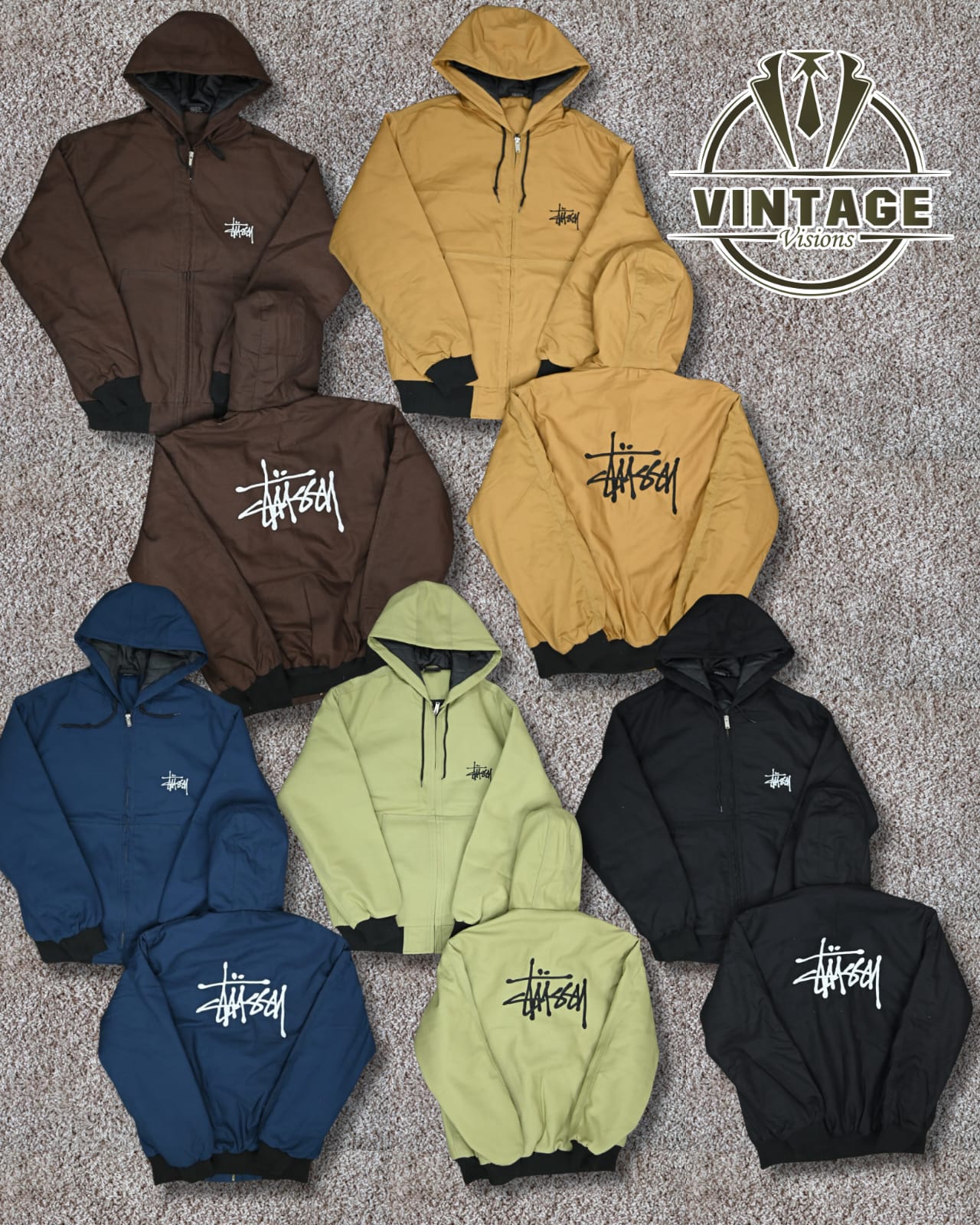 Stussy Active Wear Rework Style Jackets, Stussy Embroidery (front & back)
