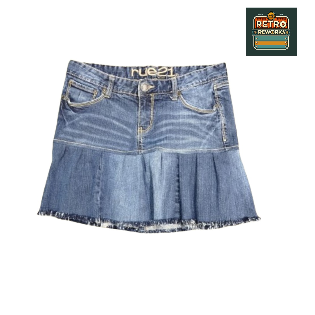 Upcycled Style Denim Faltenrock