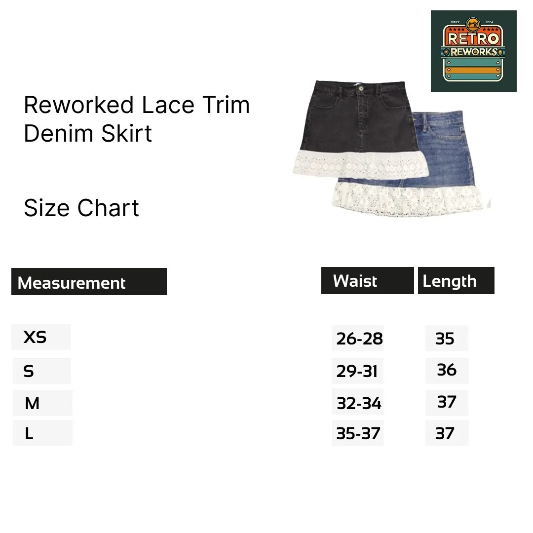 Upcycled Lace Trim Denim Skirt