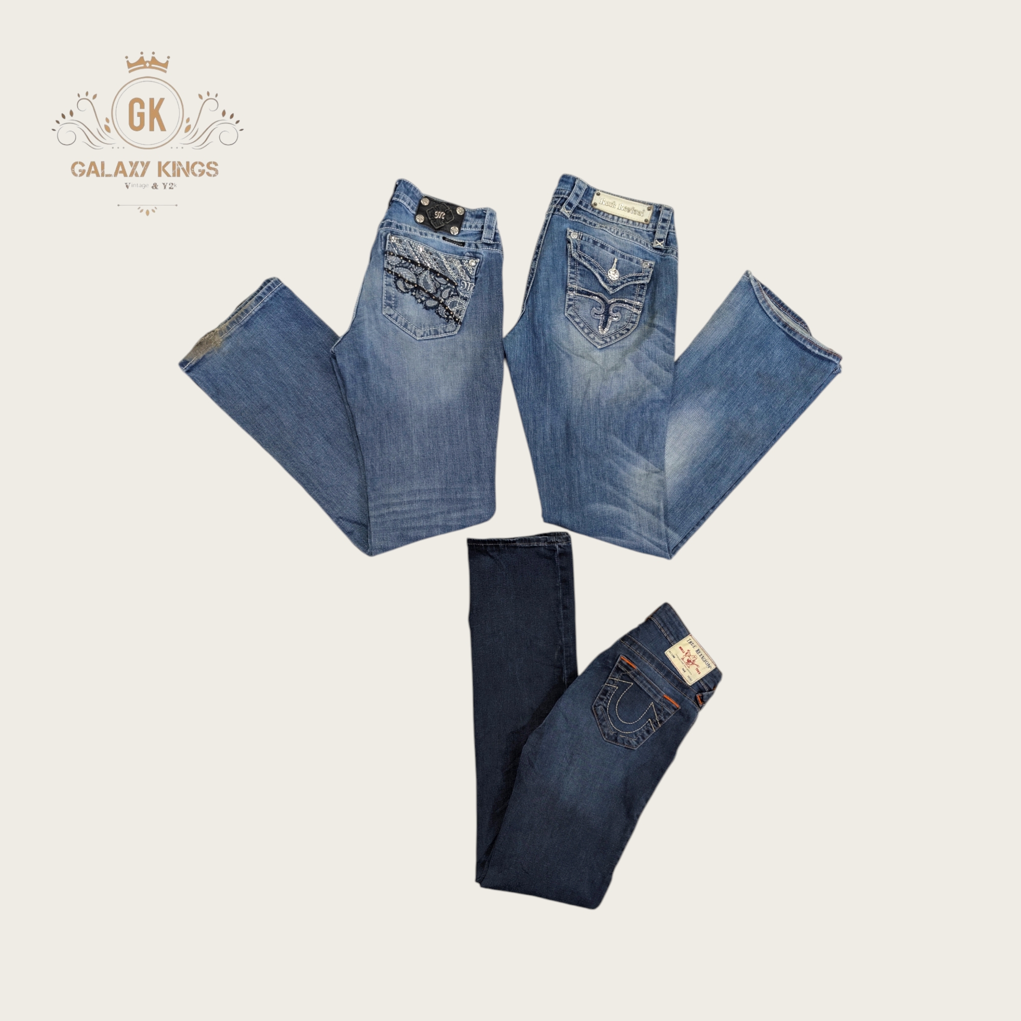 Miss Me True Religion and Rock Revival Flare Straight Skinny jeans