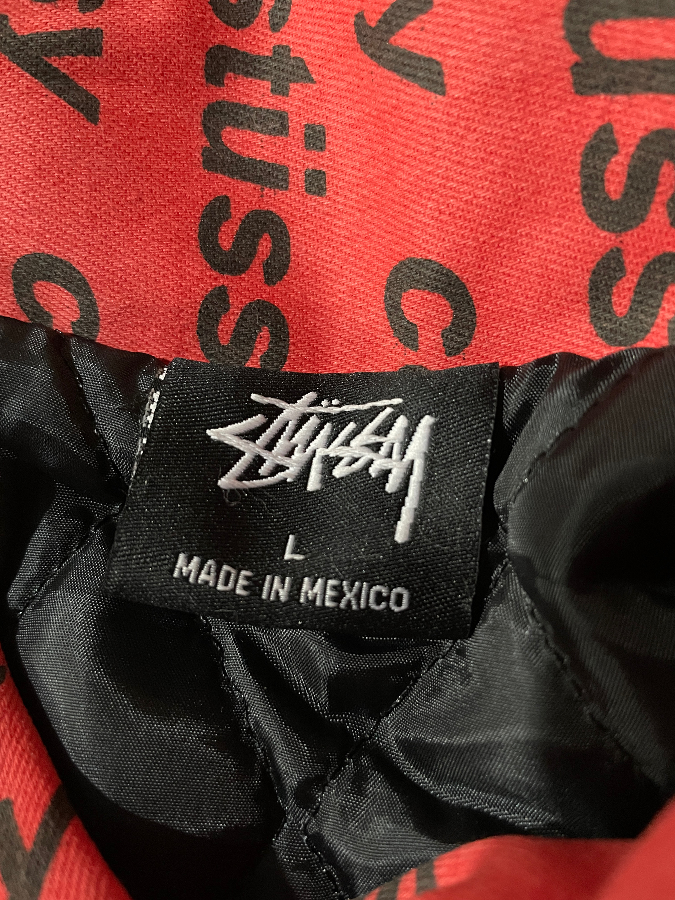 Rework style stussy cotton printed jacket