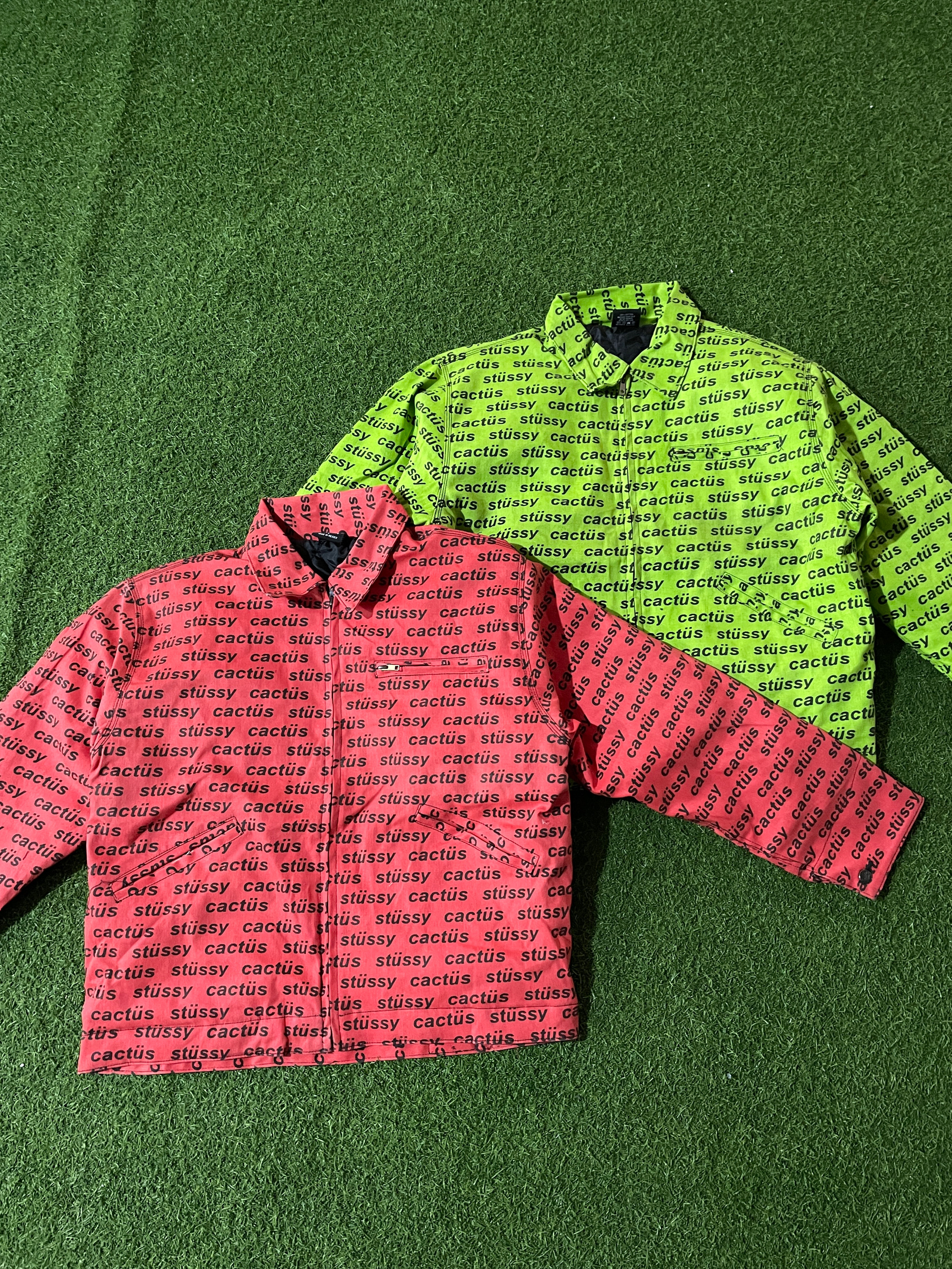 Rework style stussy cotton printed jacket