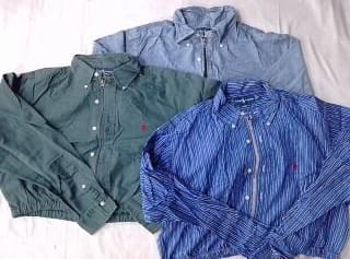 CR5977  Upcycled Polo Crop Zipper Shirts