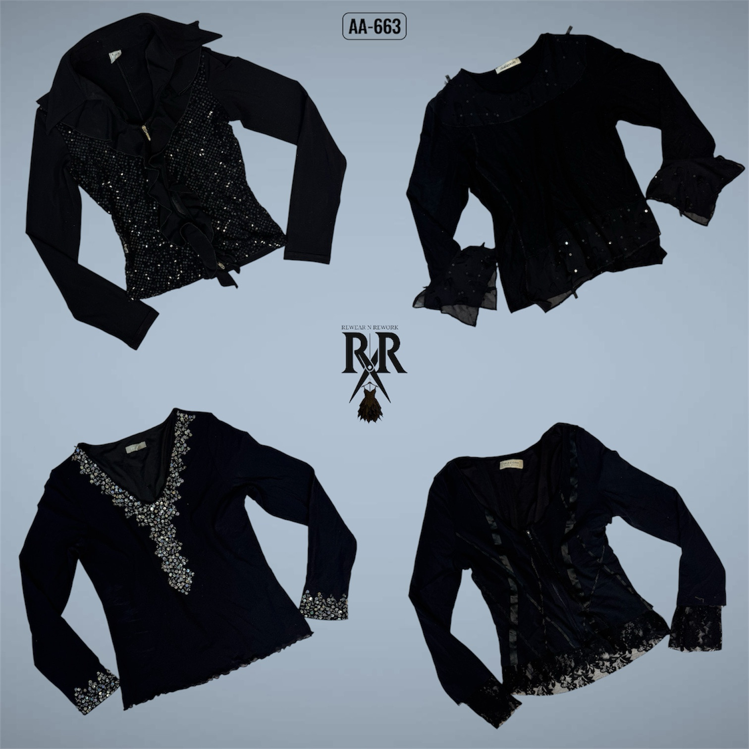 Y2K Black Gothic Full Sleeve Tops (AA-663)