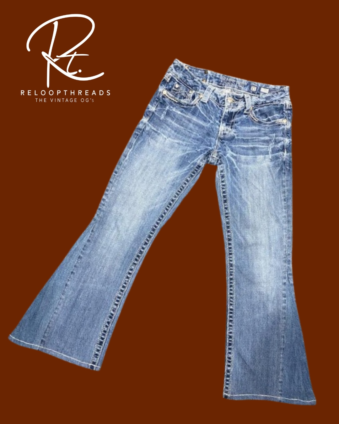 アップサイクルミスミフレアジーンズ - ミックスカラーとサイズ