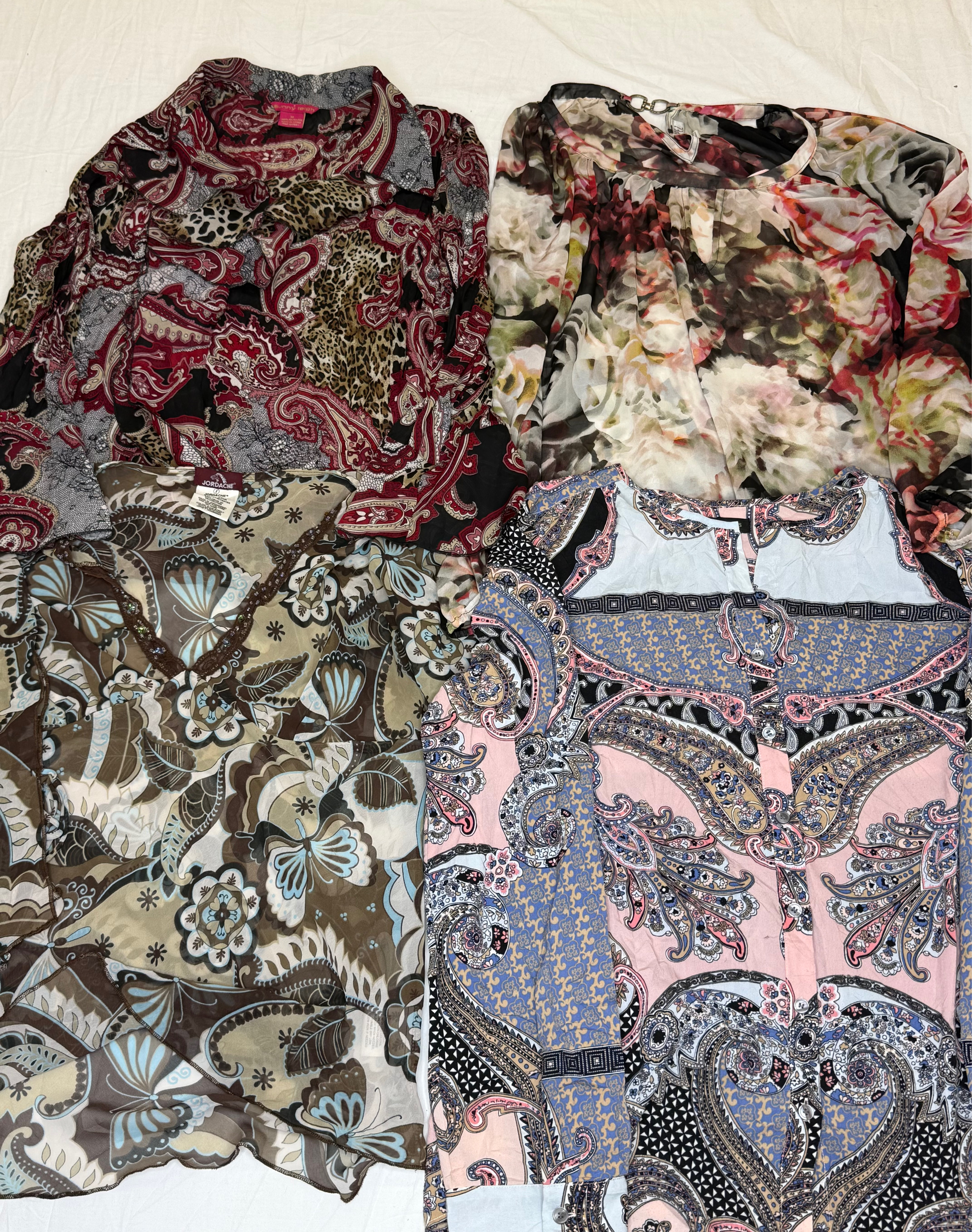 Y2K Floral and Bandana Print L/S Tops | V-T316