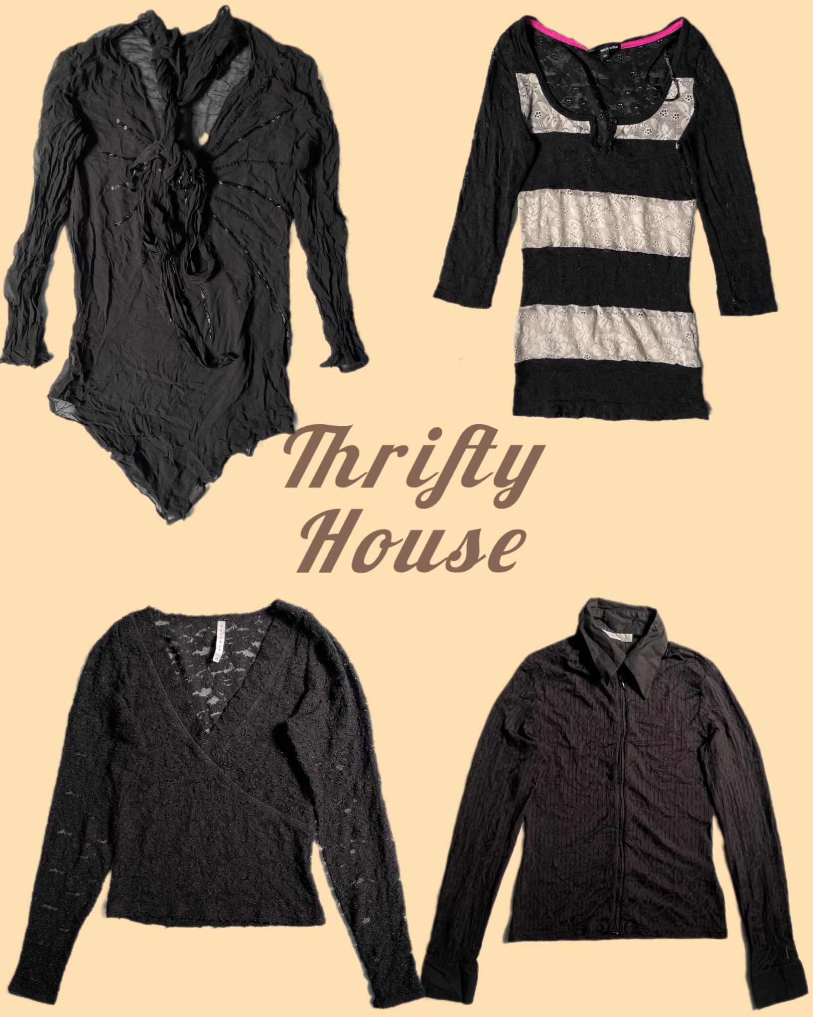 Gothic Black Y2k Tops(TH/140)