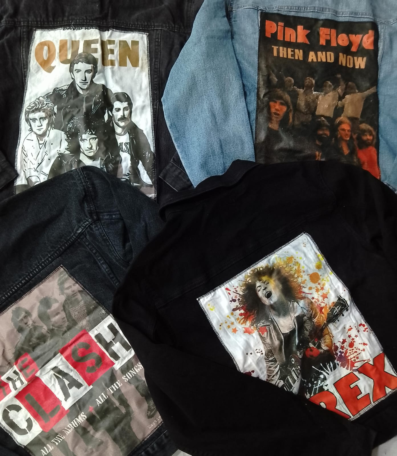 CR6006 Vestes en denim patchwork musical retravaillées