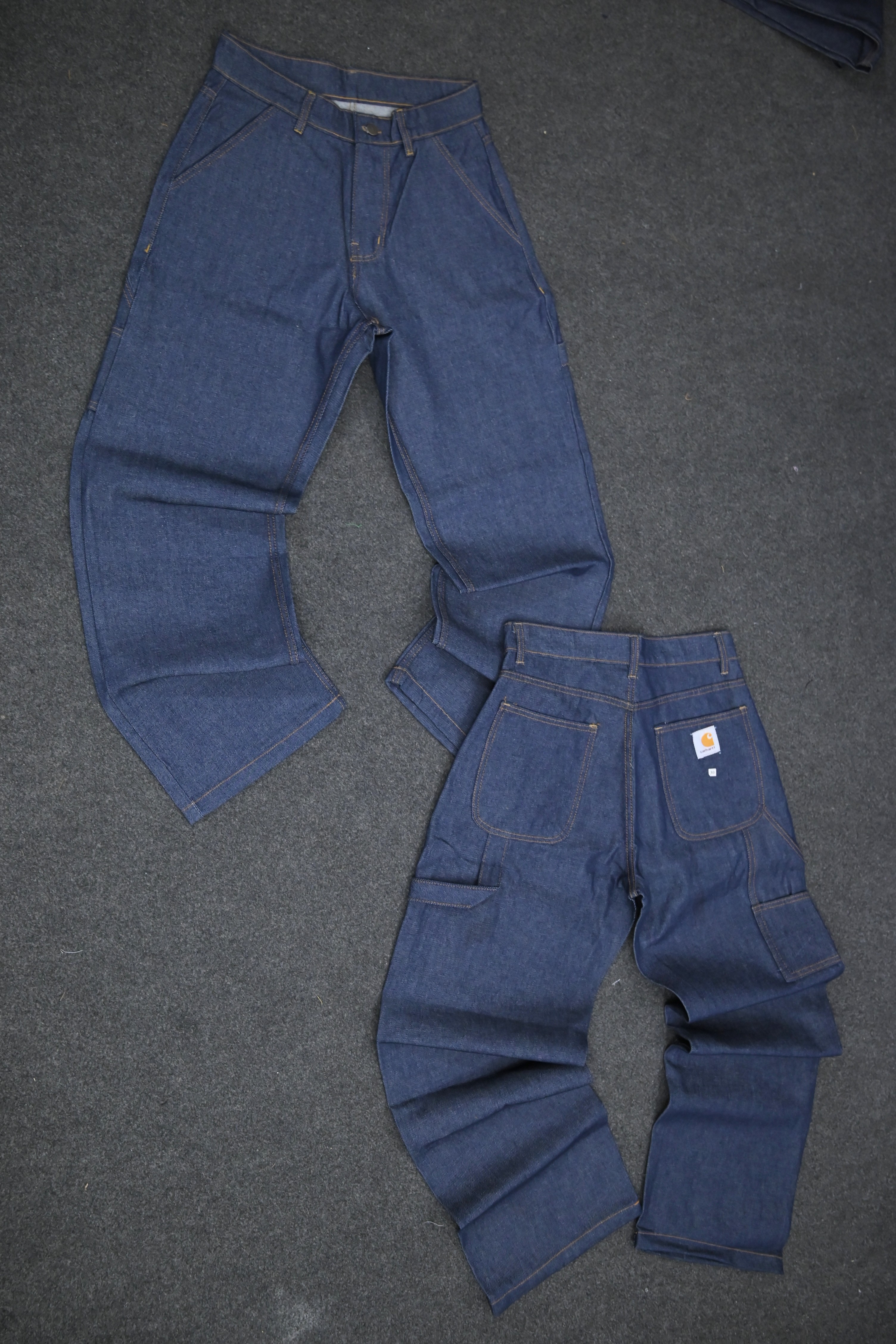 Carhartt Dunkelblaue Raw Denim Doppelkniejeans (15 Stück), (RD-003)