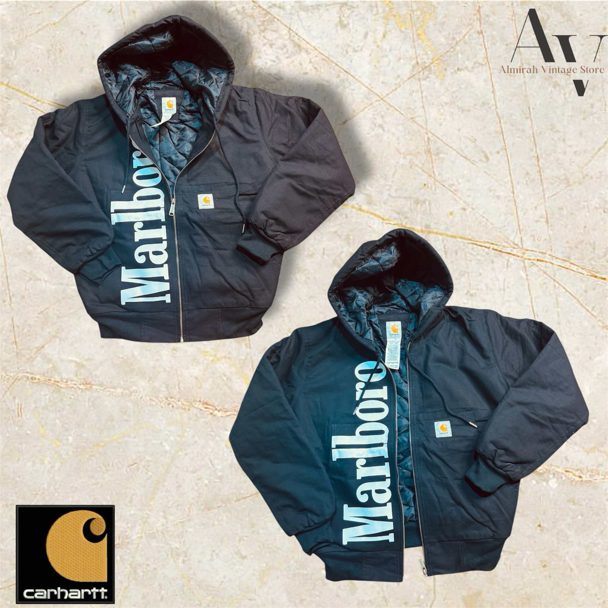 Veste noire marlboro style retravaillé Carhartt