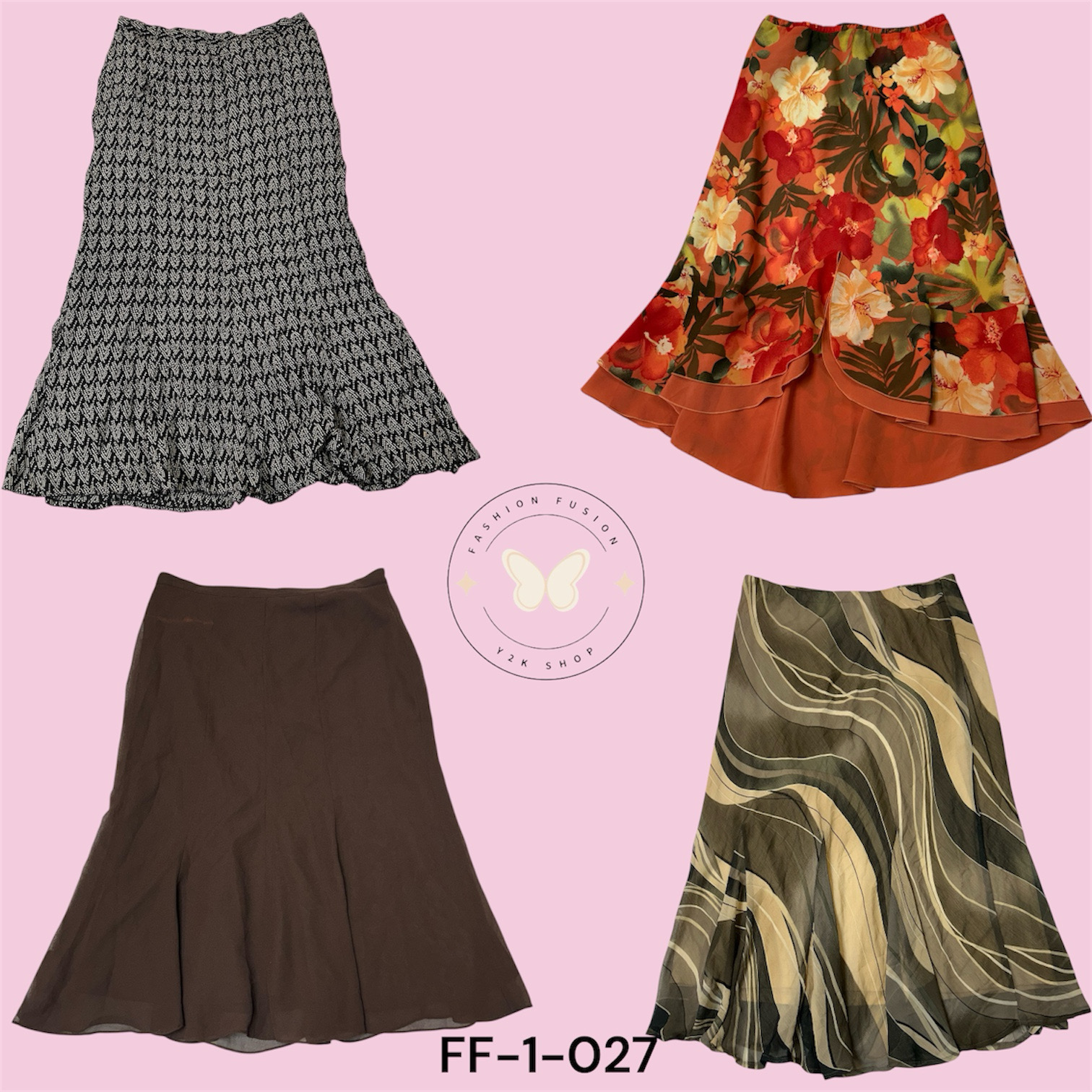 Women Printed Poly Skirts | Lightweight Polyester | Pack of 40 FF-1-027
