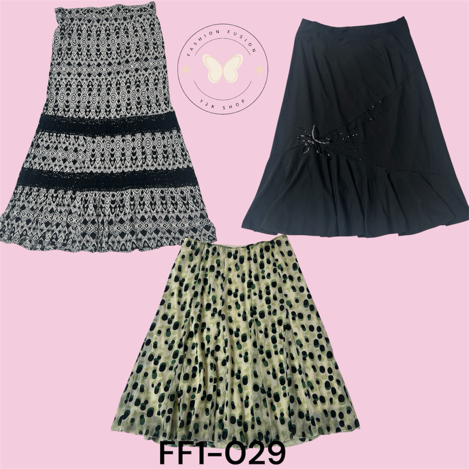 Stylish Printed Poly Skirts for Daily Wear – 41 Pcs Combo FF-1-029
