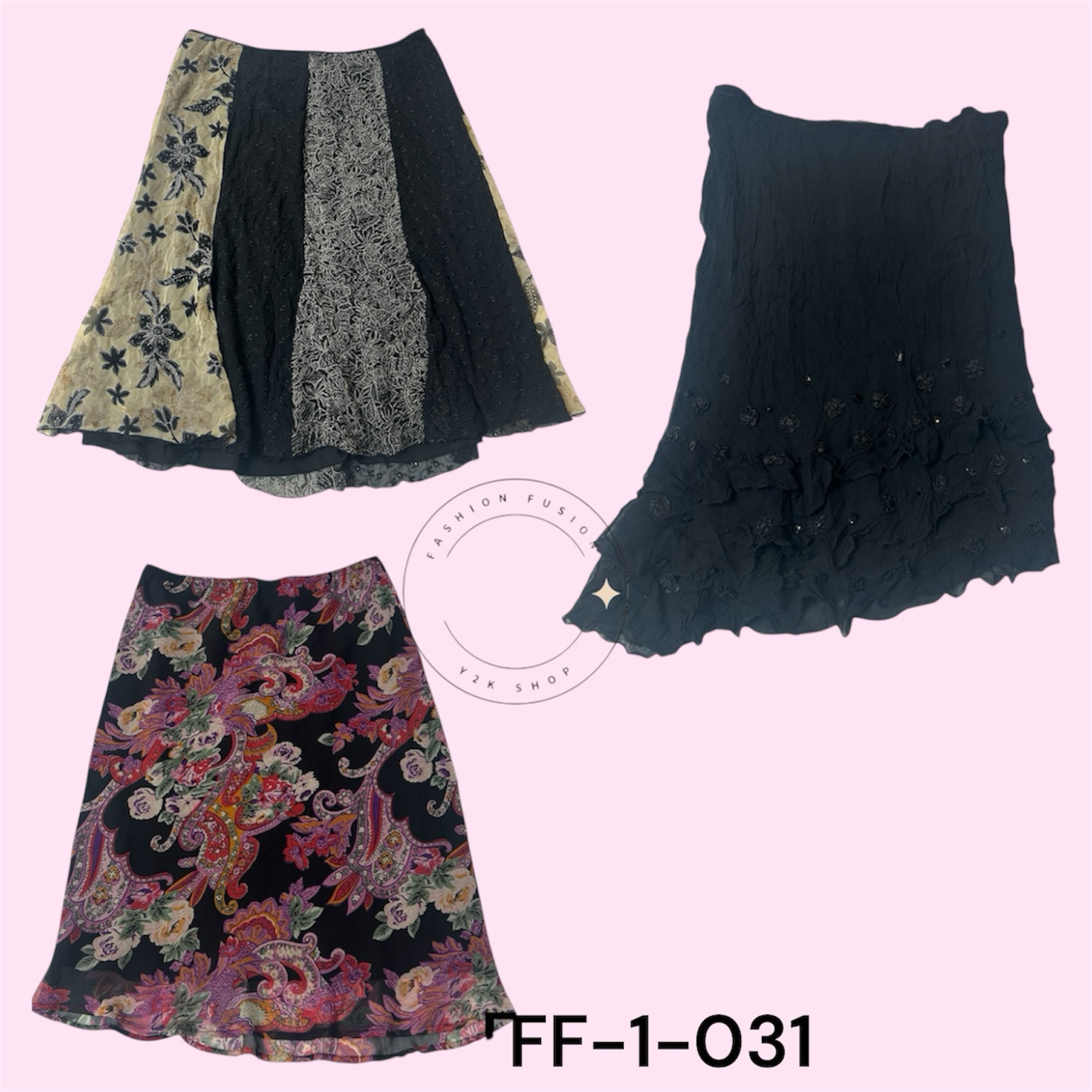 Trendy Printed Poly Skirts – Value Pack of 40 FF-1-031
