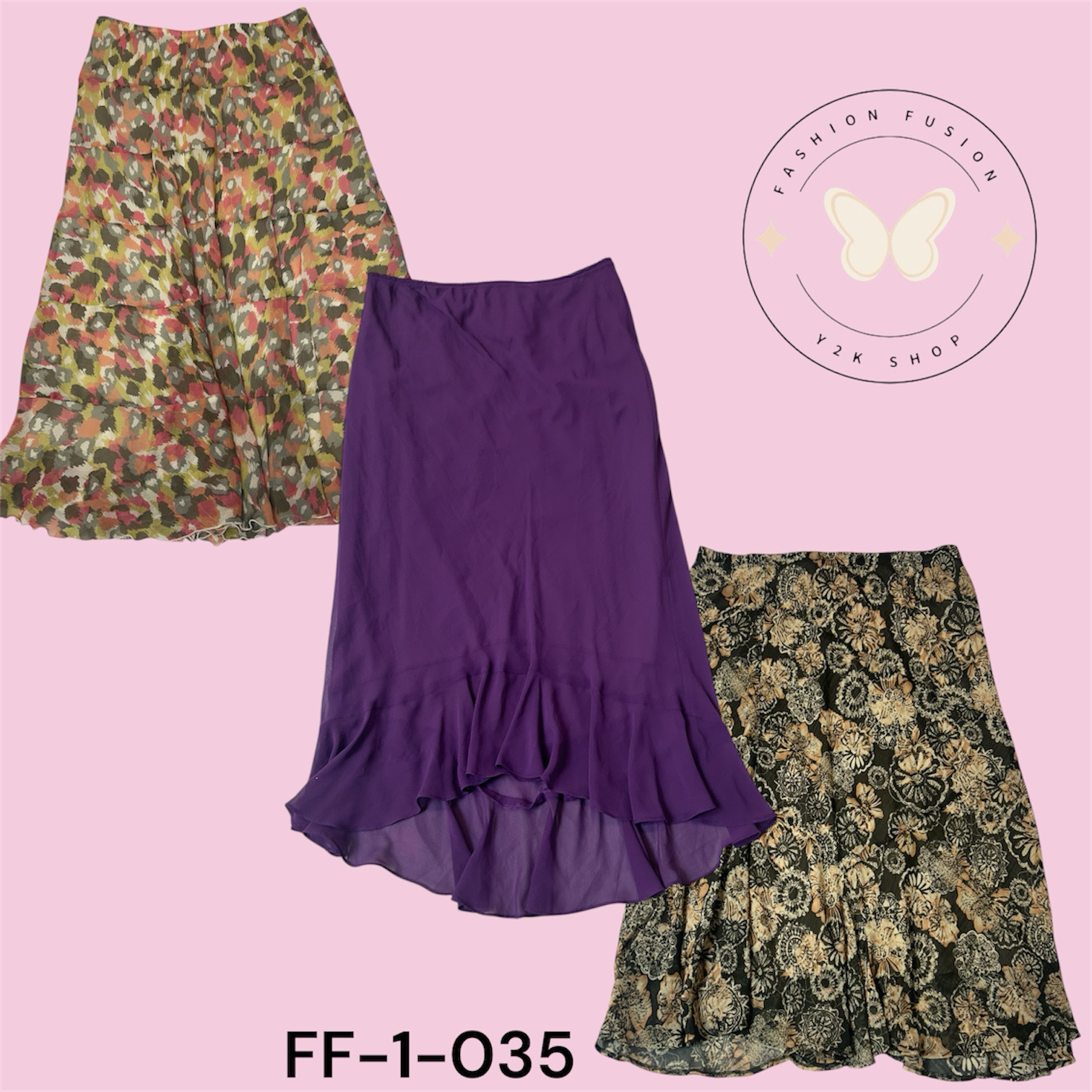 Printed Poly Skirts Wholesale Combo – 40 Pieces FF-1-035