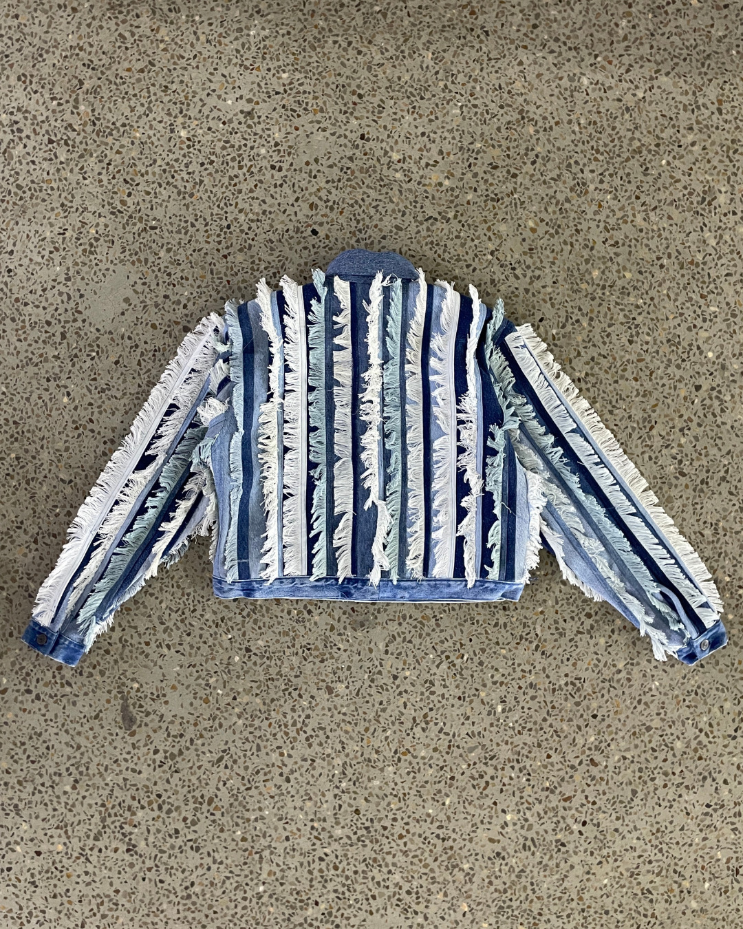 Upcycled Denim Fringe Jacket