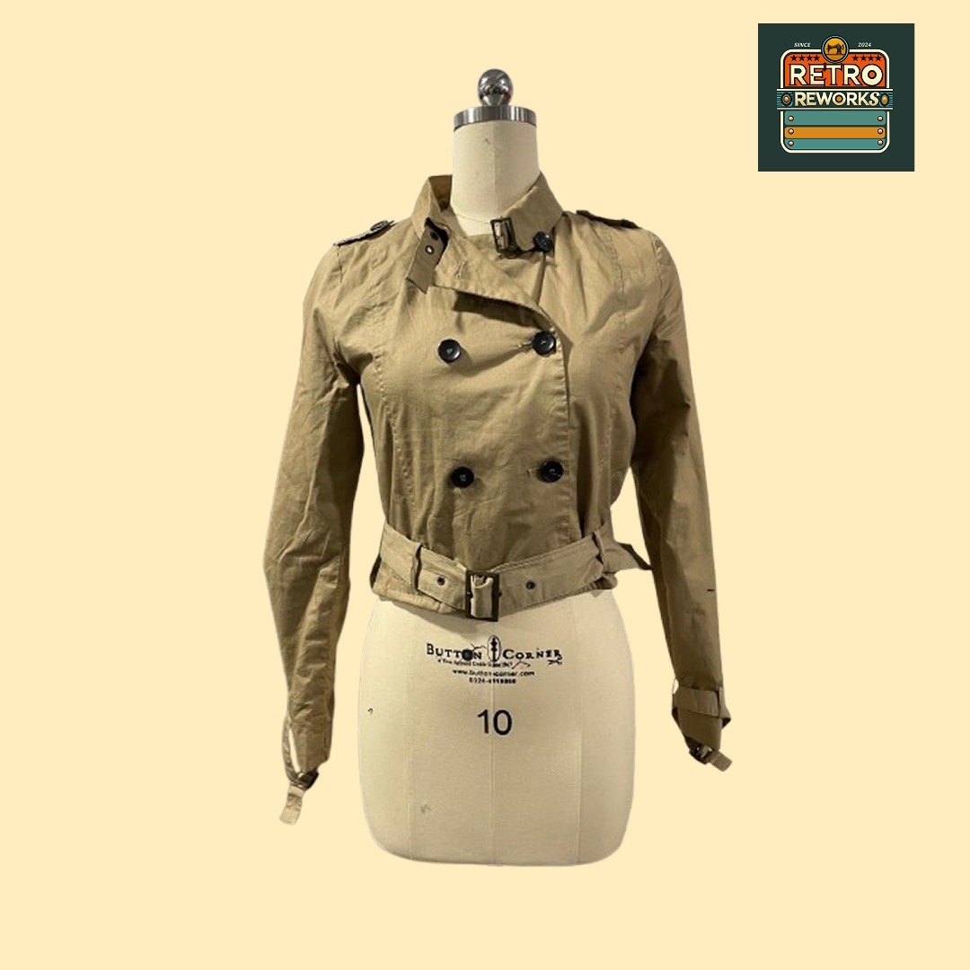 Upcycled Cropped Trench Jacket